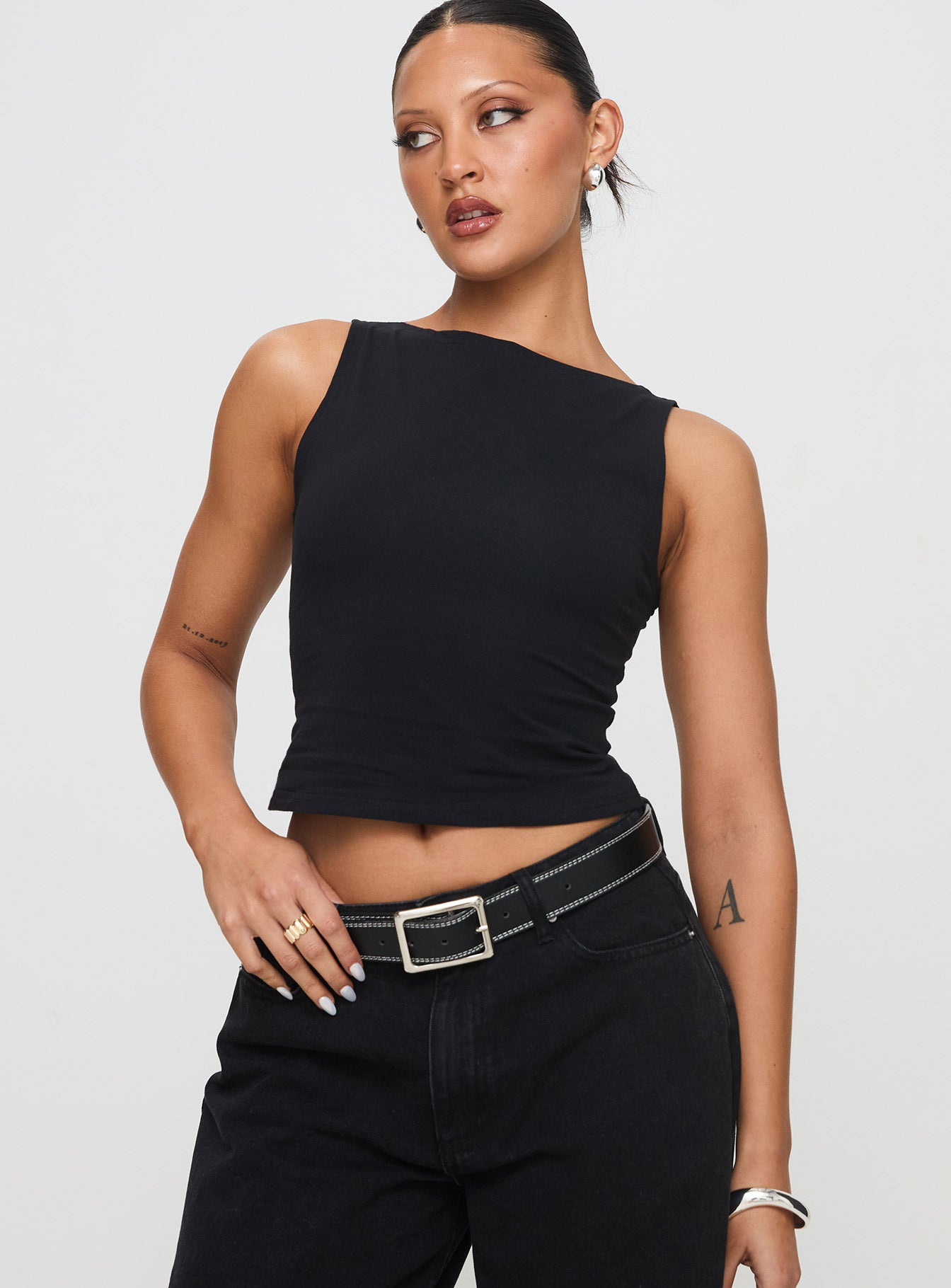 Bleeker High Neck Top Black Cheap Sale Inexpensive