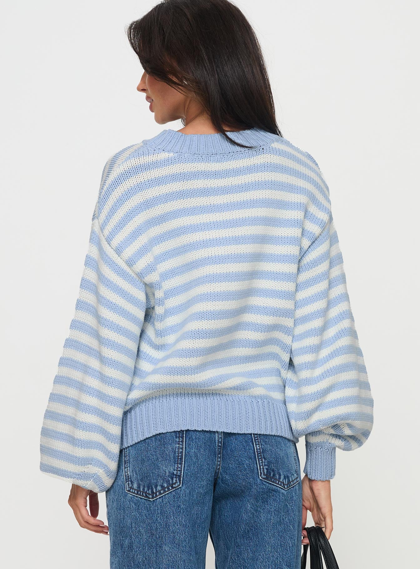 Harmony Knit Sweater Blue / White Stripe Cheap Sale New