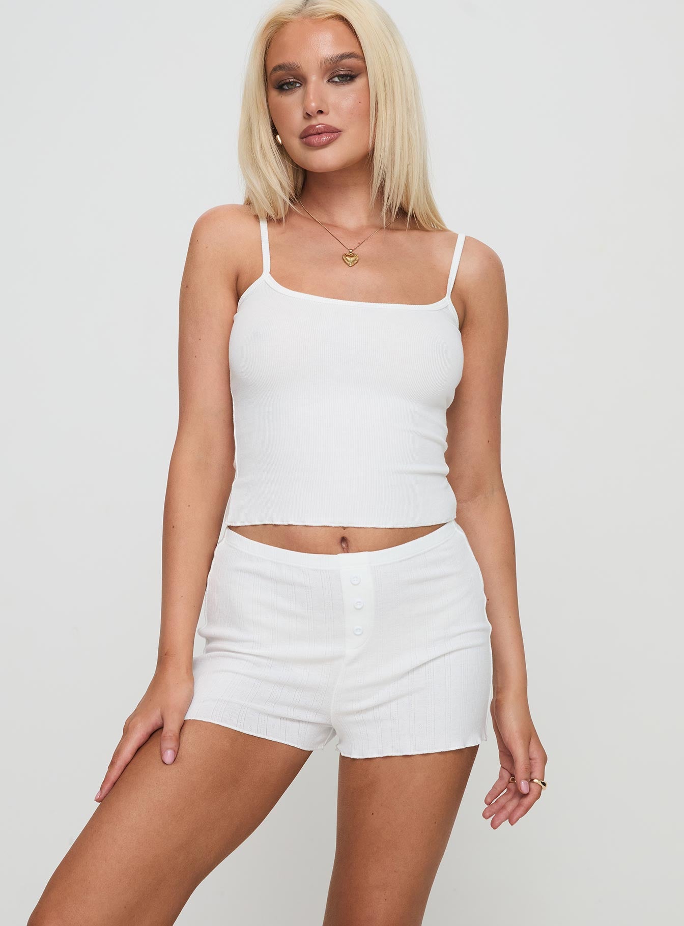 Halia Pointelle Short White Fashionable For Sale