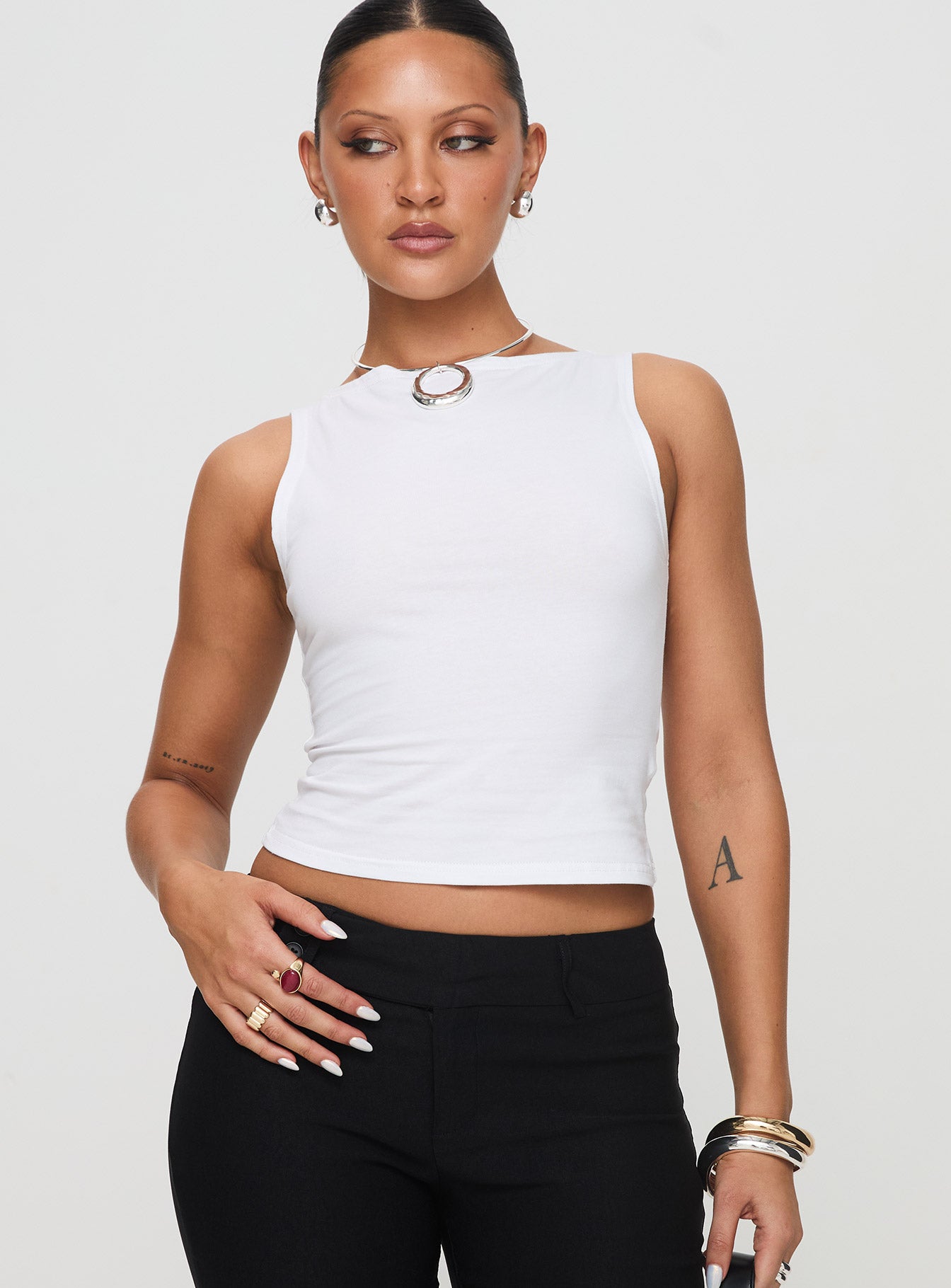 Fitzy High Neck Top White Really For Sale