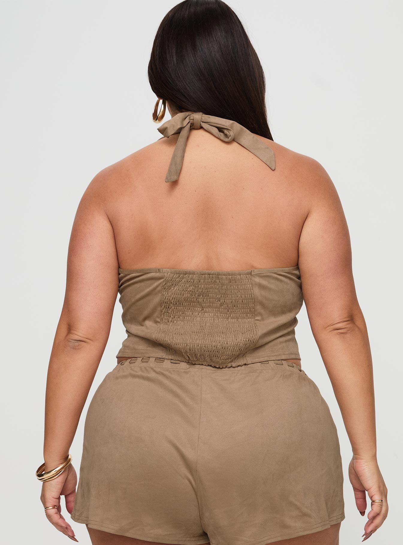 Eternal Youth Faux Suede Top Taupe Curve Enjoy Cheap Online