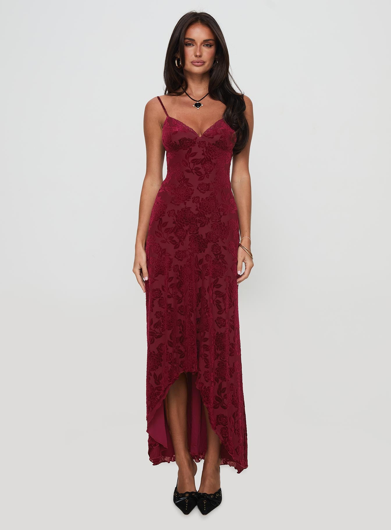 Rumours Slippy Burnout Maxi Dress Burgundy Looking For Cheap Pice