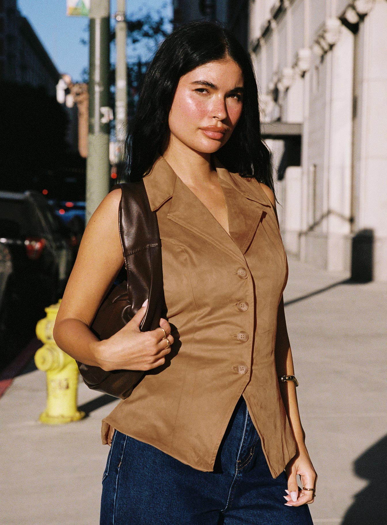 Oh So Retro Faux Suede Vest Beige Visit Sale Online