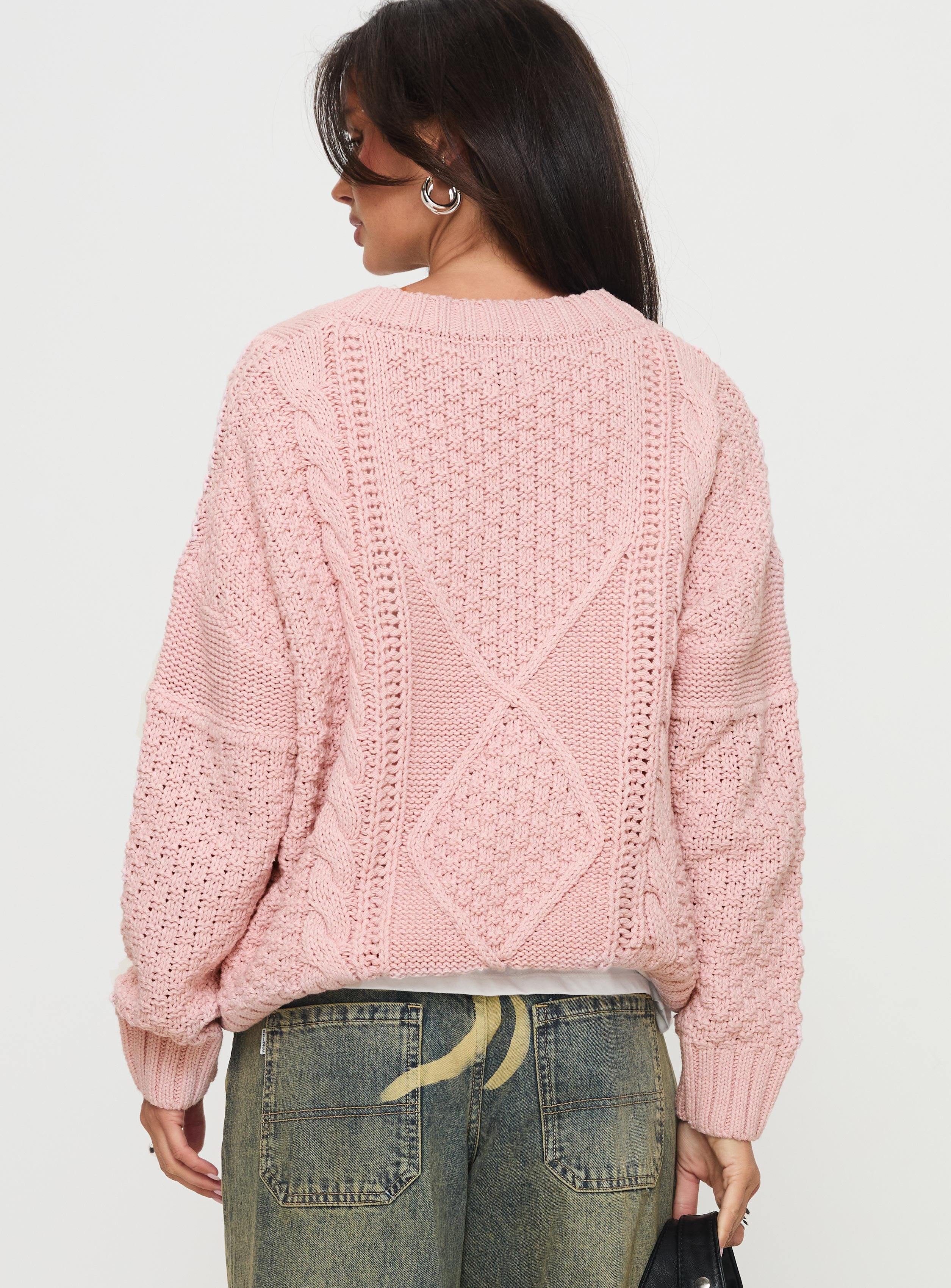 Hour Of Love V Neck Sweater Pink Cheap Pice Wholesale