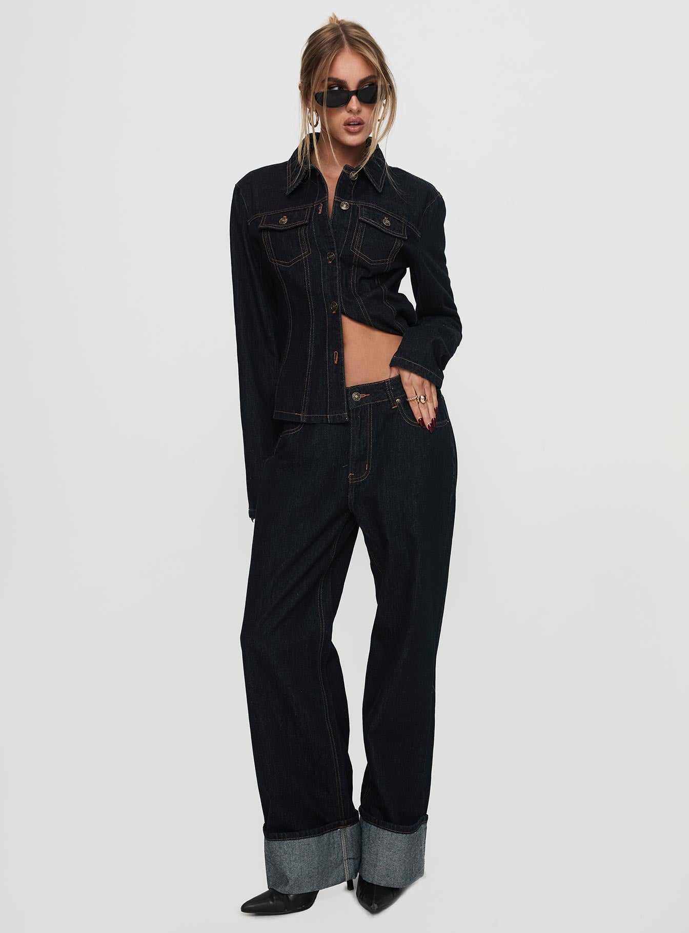 Top Model Cuffed Jean Dark Denim Pay With Visa Sale Online