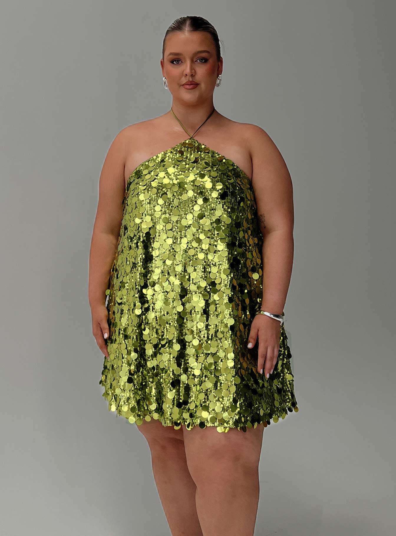 Fluorescents Halter Mini Dress Green Curve Official Site