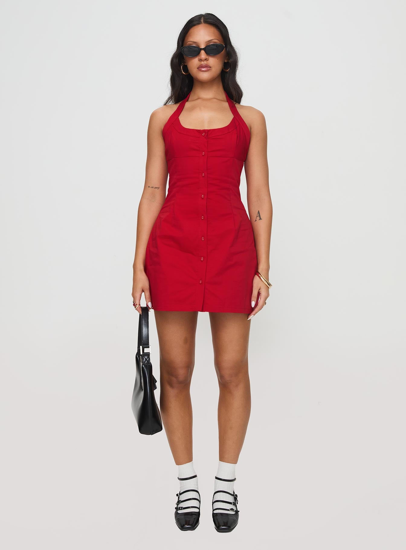 Mallorie Halter Mini Dress Red Clearance Hot Sale