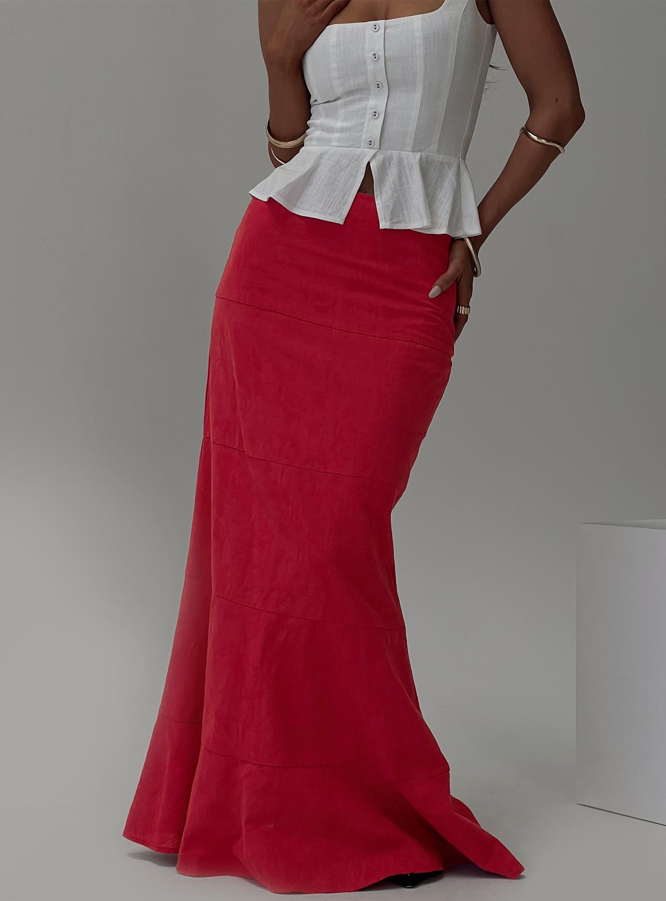 Raven Mid Rise Maxi Skirt Red Clearance Online Fake