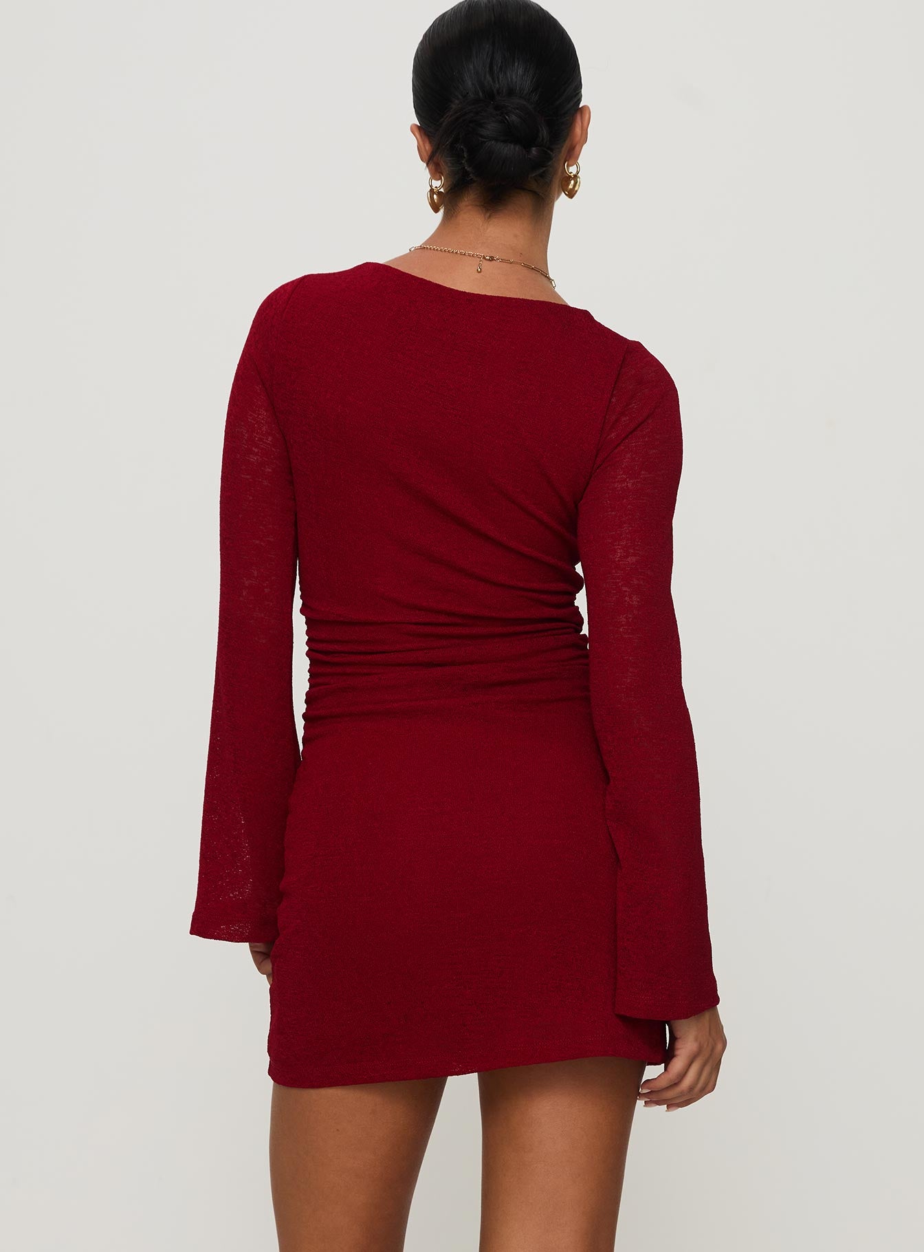 Epiphany Long Sleeve Mini Dress Burgundy Looking For