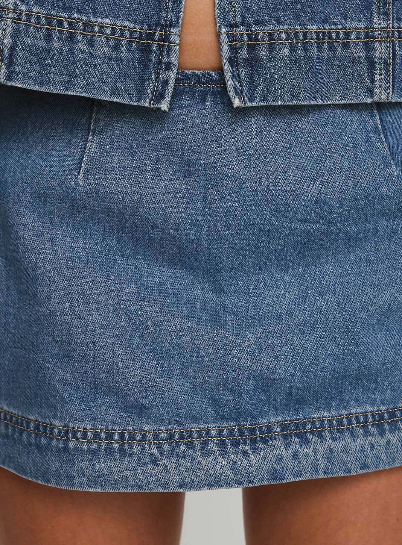 Stefenie Denim Skort Mid Wash Sale Cost