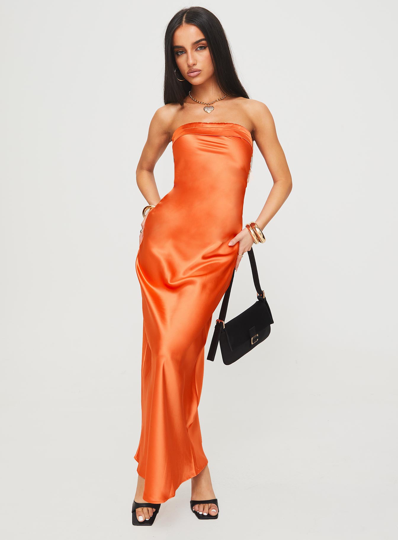 Citrus Kiss Strapless Maxi Dress Orange Manchester Cheap Pice