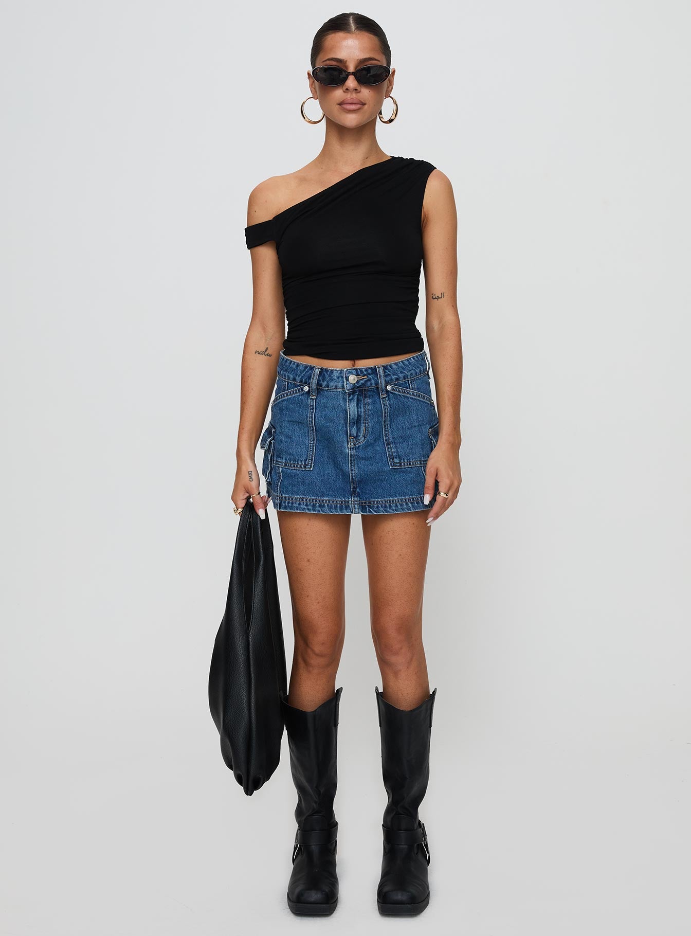 Pacific Coast Denim Cargo Skirt Dark Wash Inexpensive For Sale