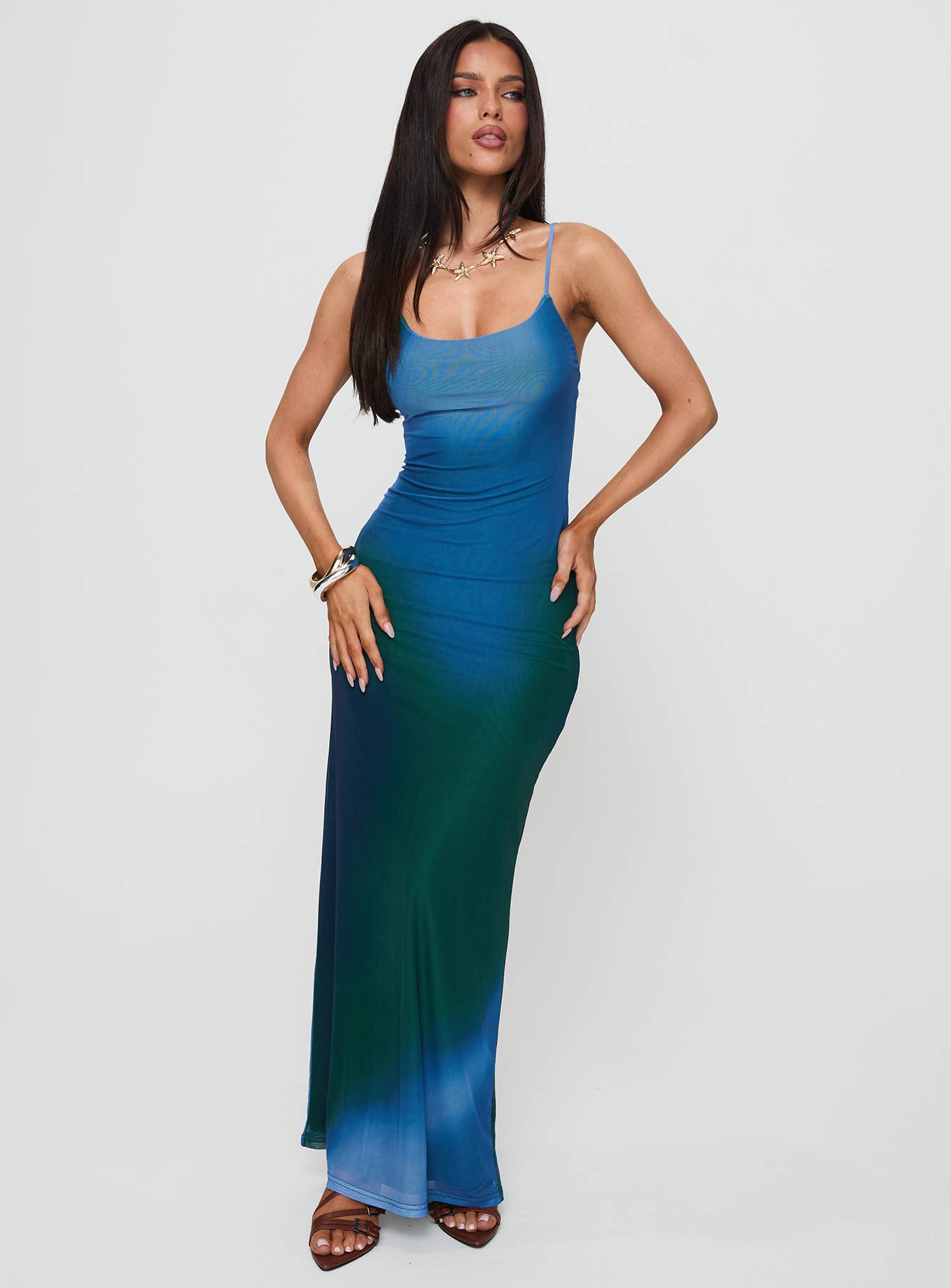 Amoret Maxi Dress Blue / Green Free Shipping Outlet Store