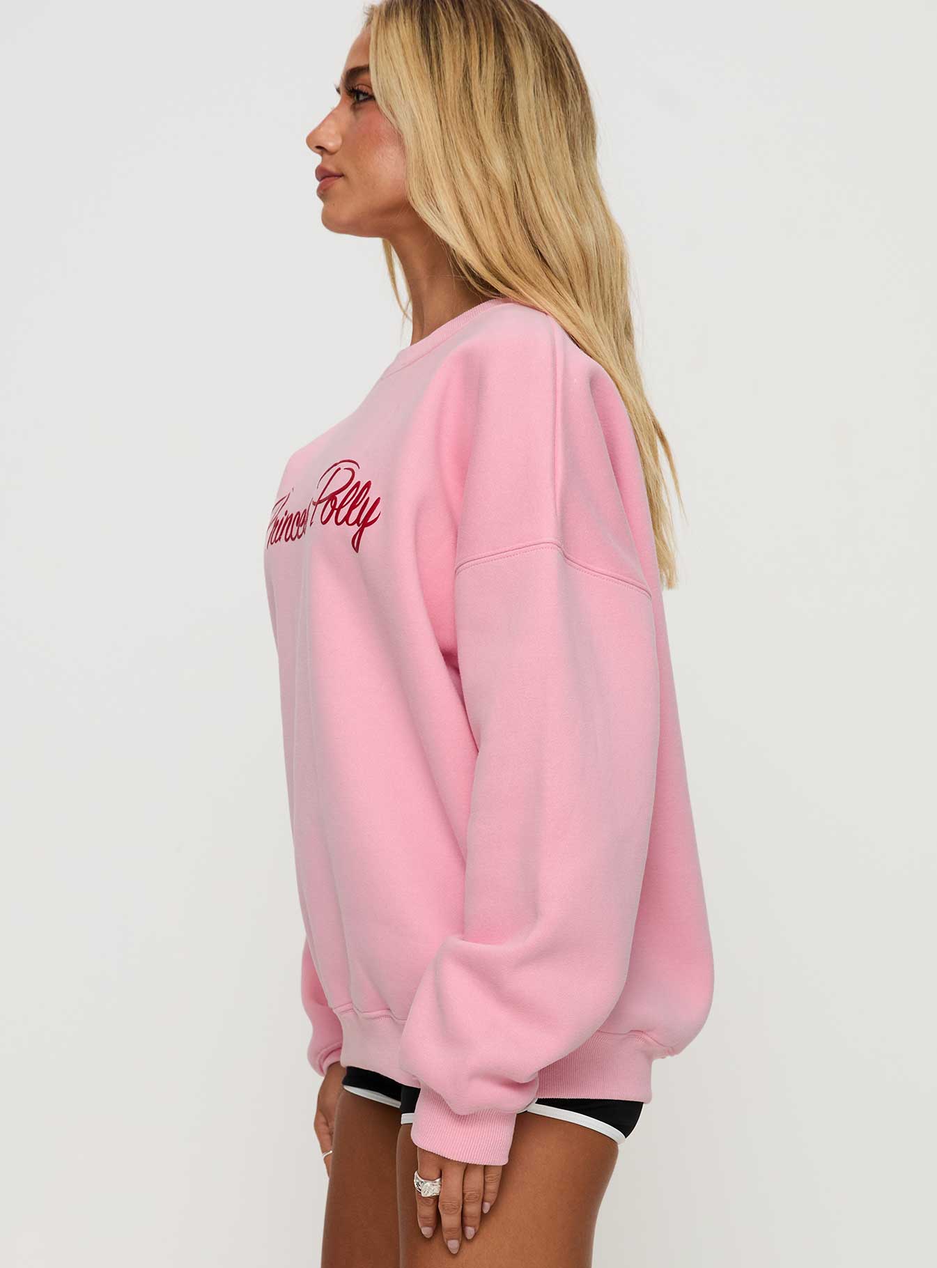 Princess Polly Classic Crew Neck Sweatshirt Bubble Text Pink In China Online