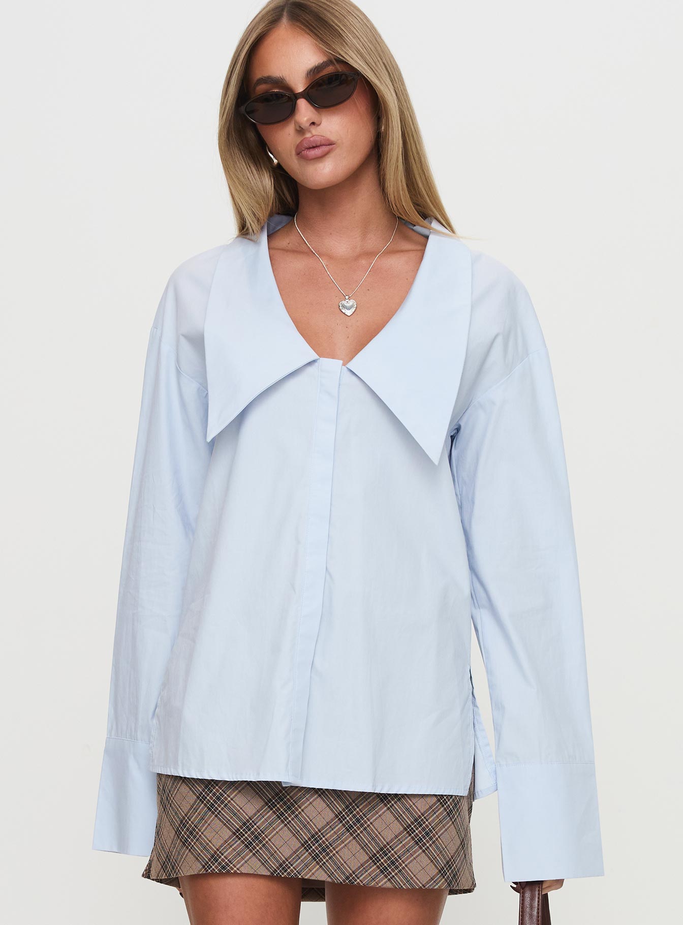 Calistoga Deep Collar Shirt Blue Under 70 Dollars