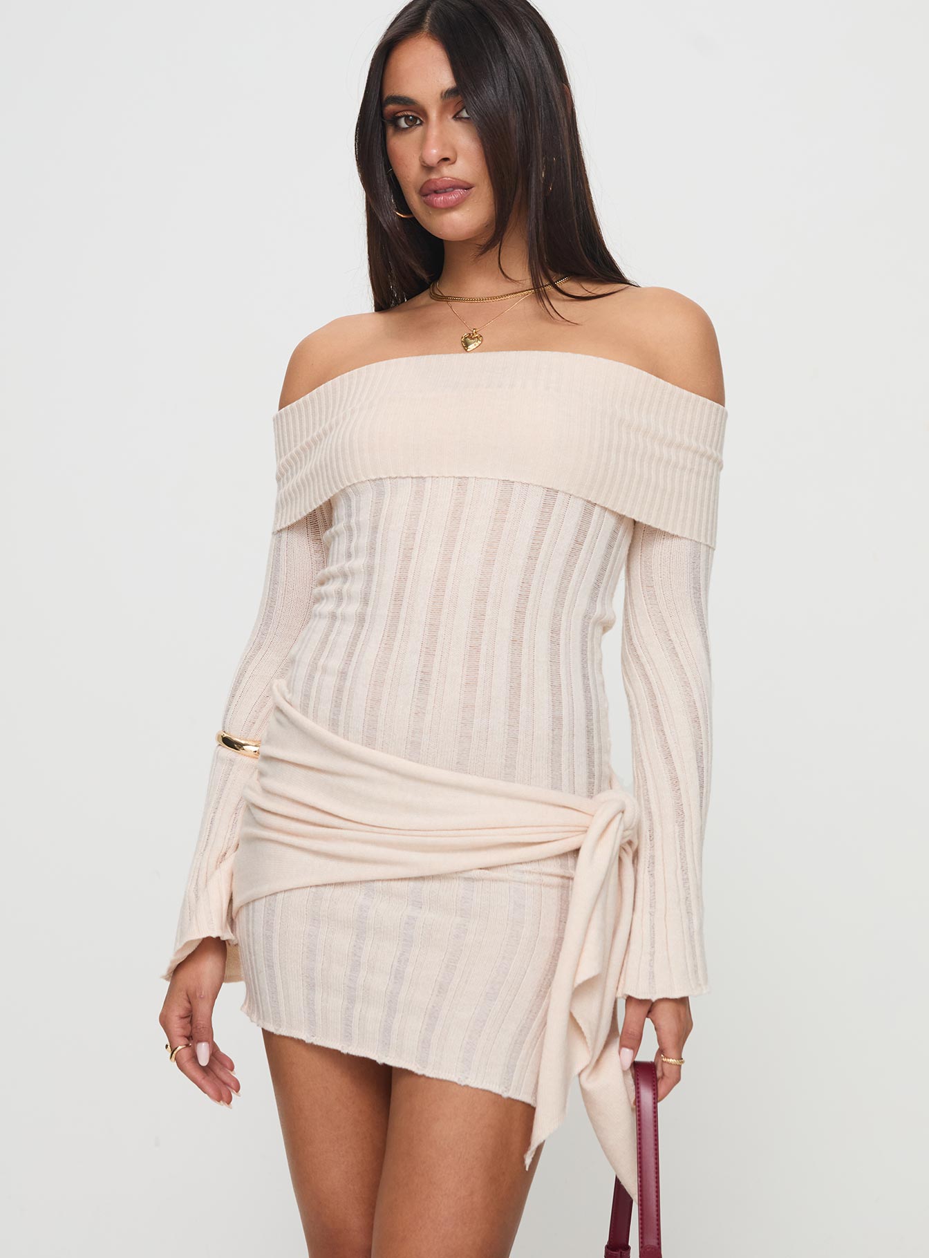 Oalie Off The Shoulder Mini Dress Cream Buy Cheap Best Store To Get