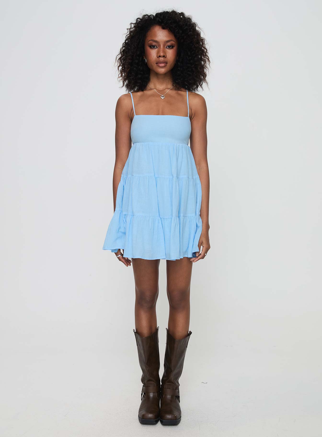 Palatial Mini Dress Light Blue For Sale For Sale