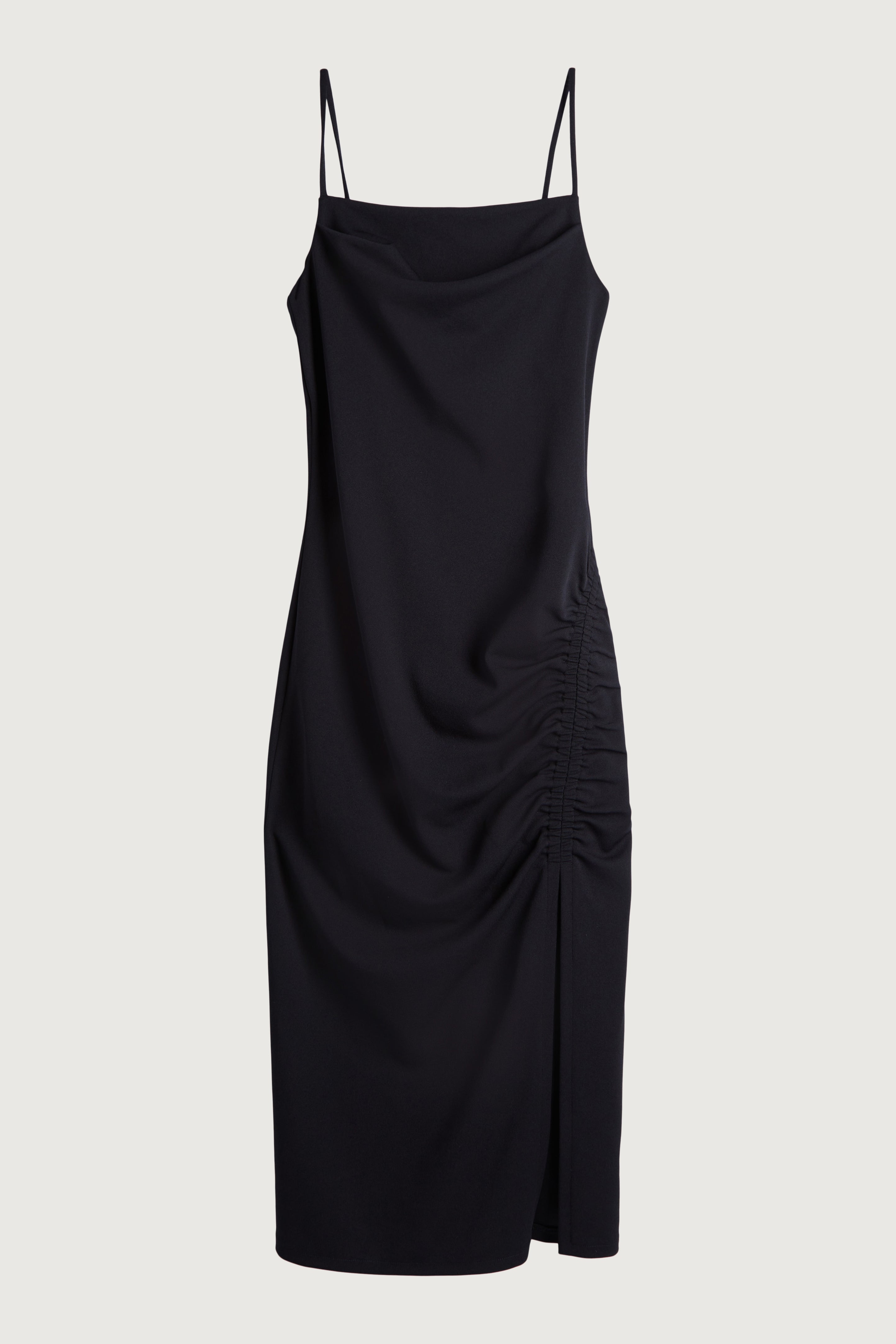 MIDI RUCHED DRESS WITH SIDE SLIT Discount Big Discount