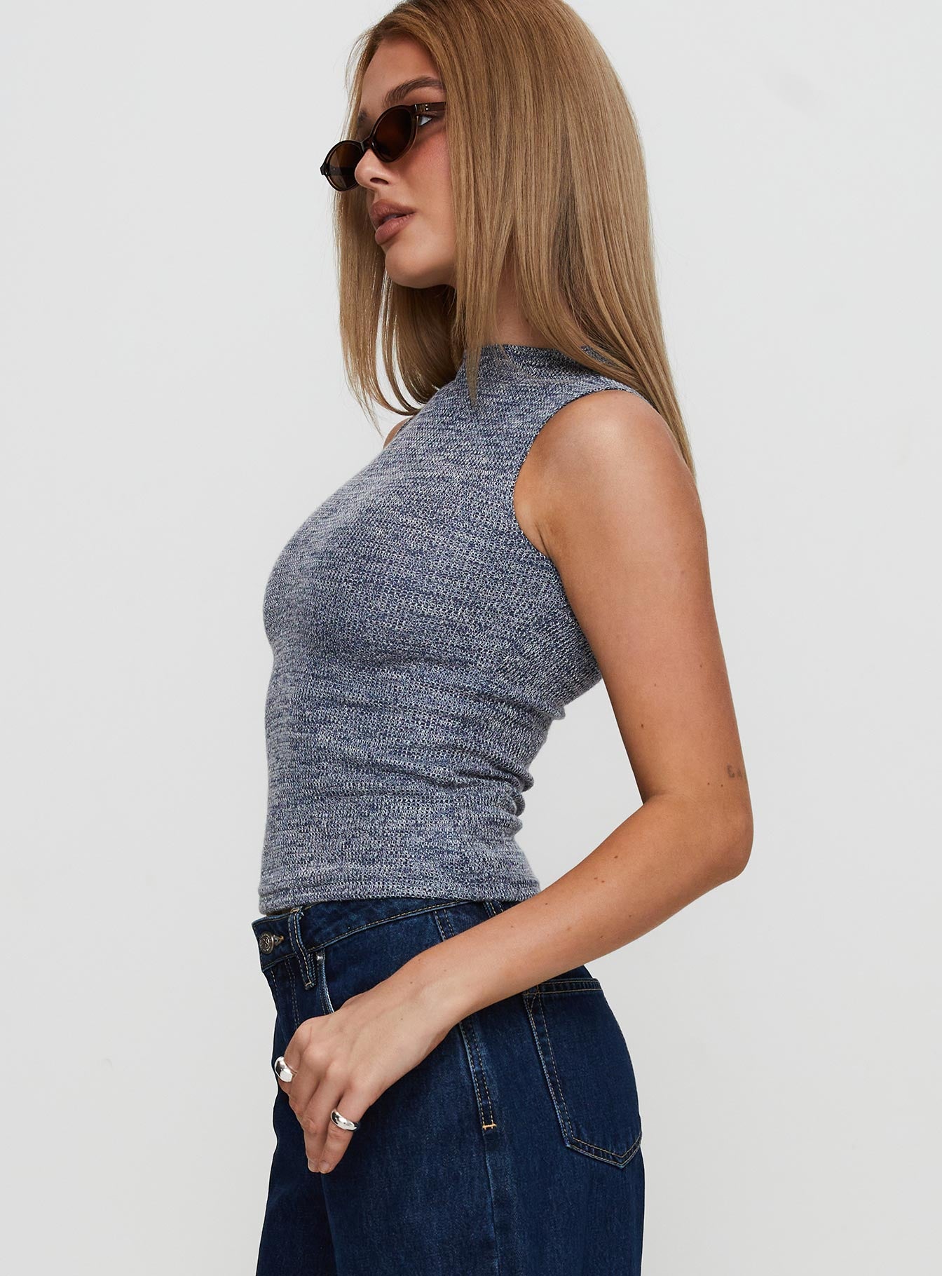 Get It Together High Neck Top Blue Marle Discount Low Pice