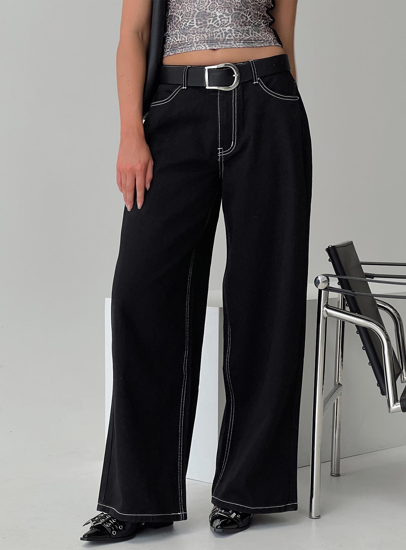 Naylor Wide Leg Jeans Mid Black Cheap Online Online