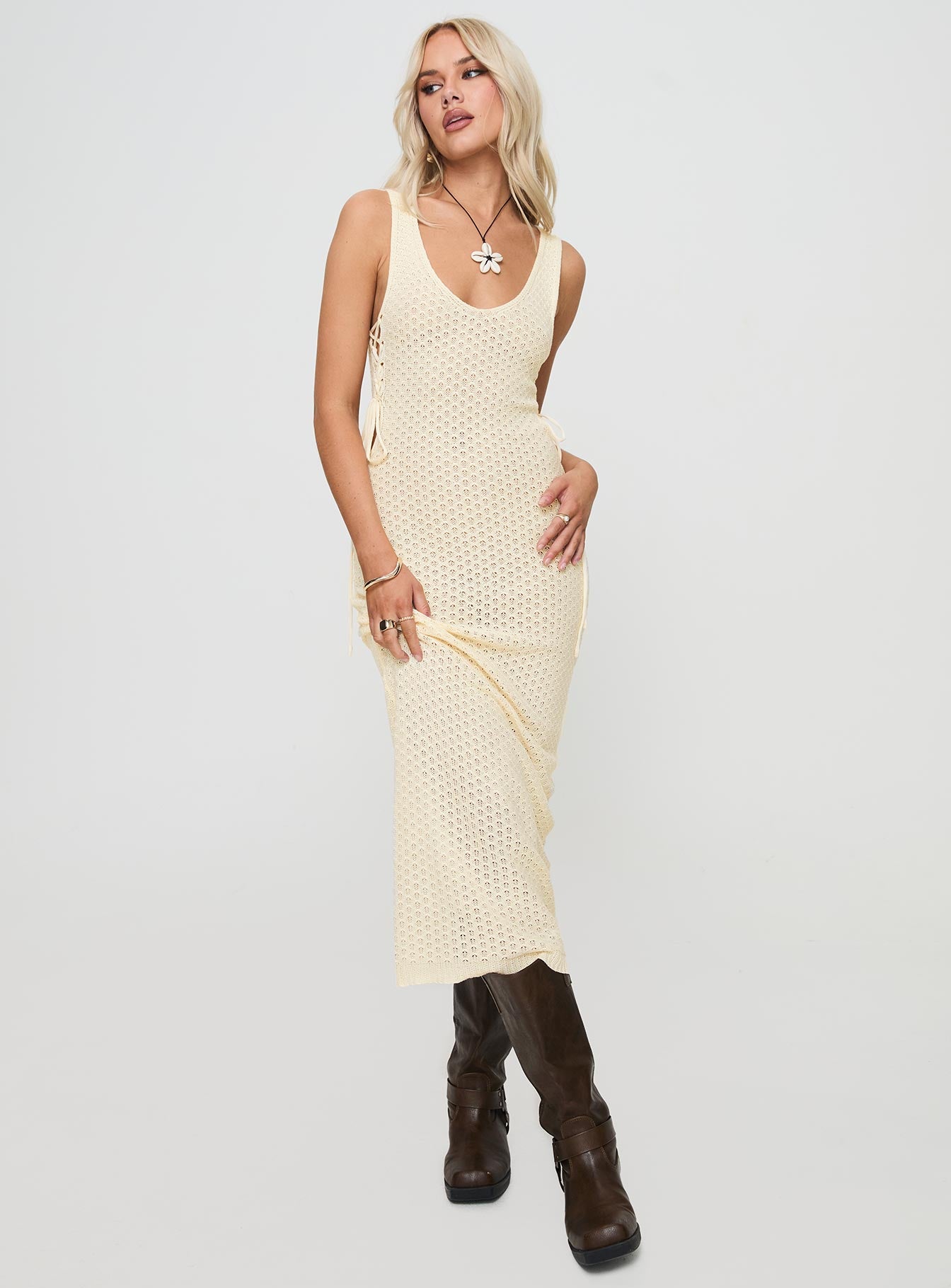 Cosmoth Maxi Dress Cream Cheap Online Store