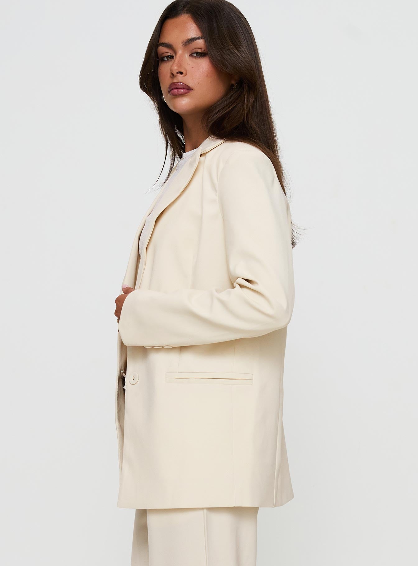 Crowd Pleaser Oversized Blazer Cream Sale Cheapest Pice