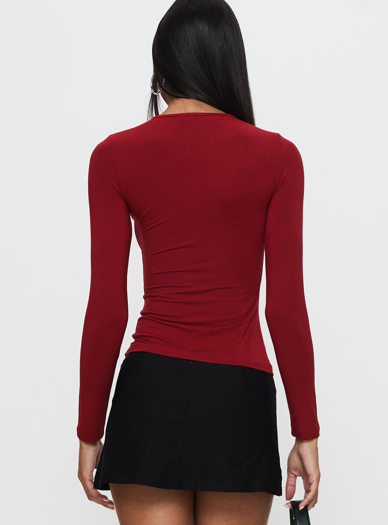 Orlaith Cut Out Long Sleeve Top Burgundy High Quality For Sale