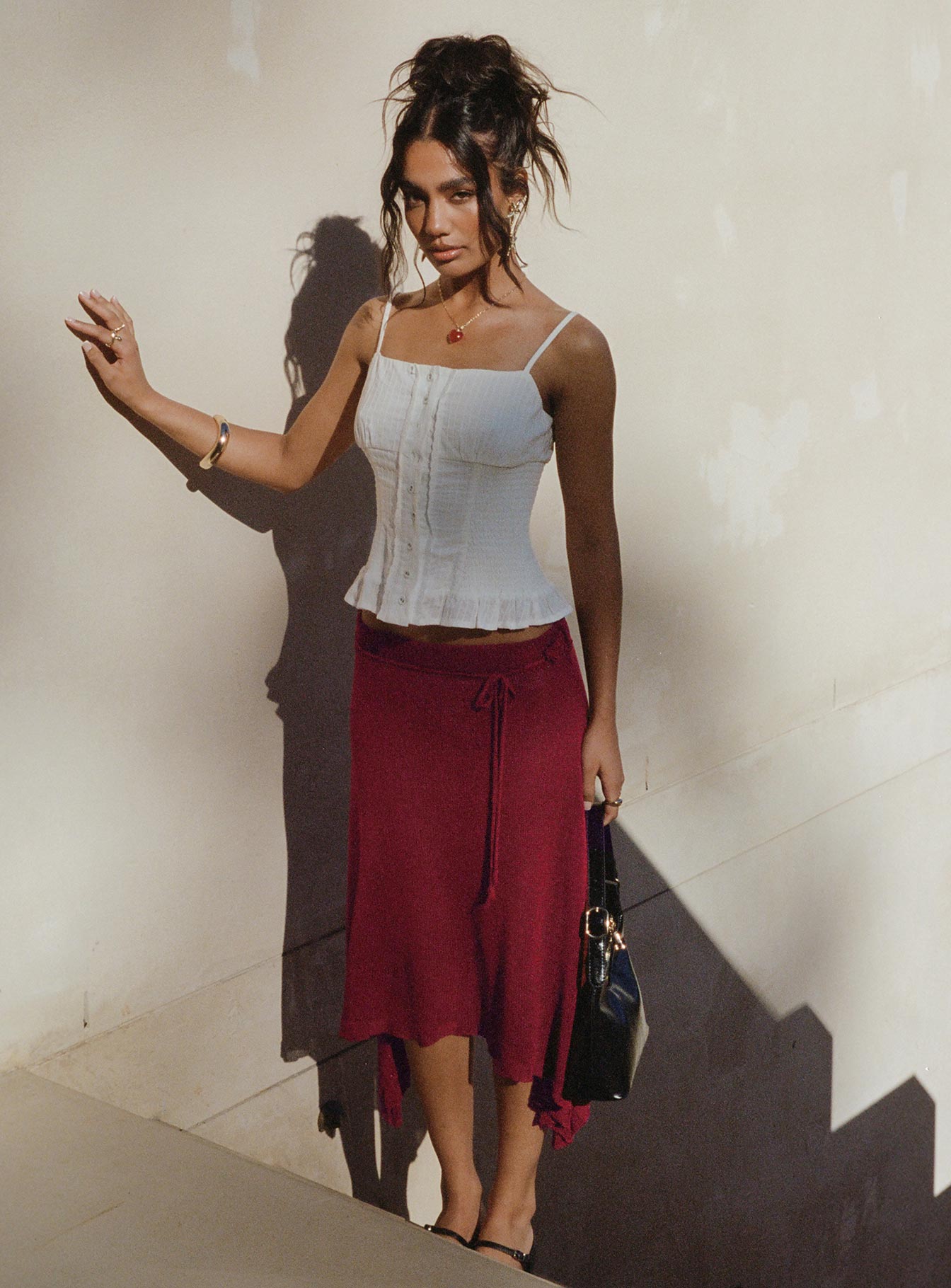 Leysa Midi Skirt Red Buy Cheap Nicekicks