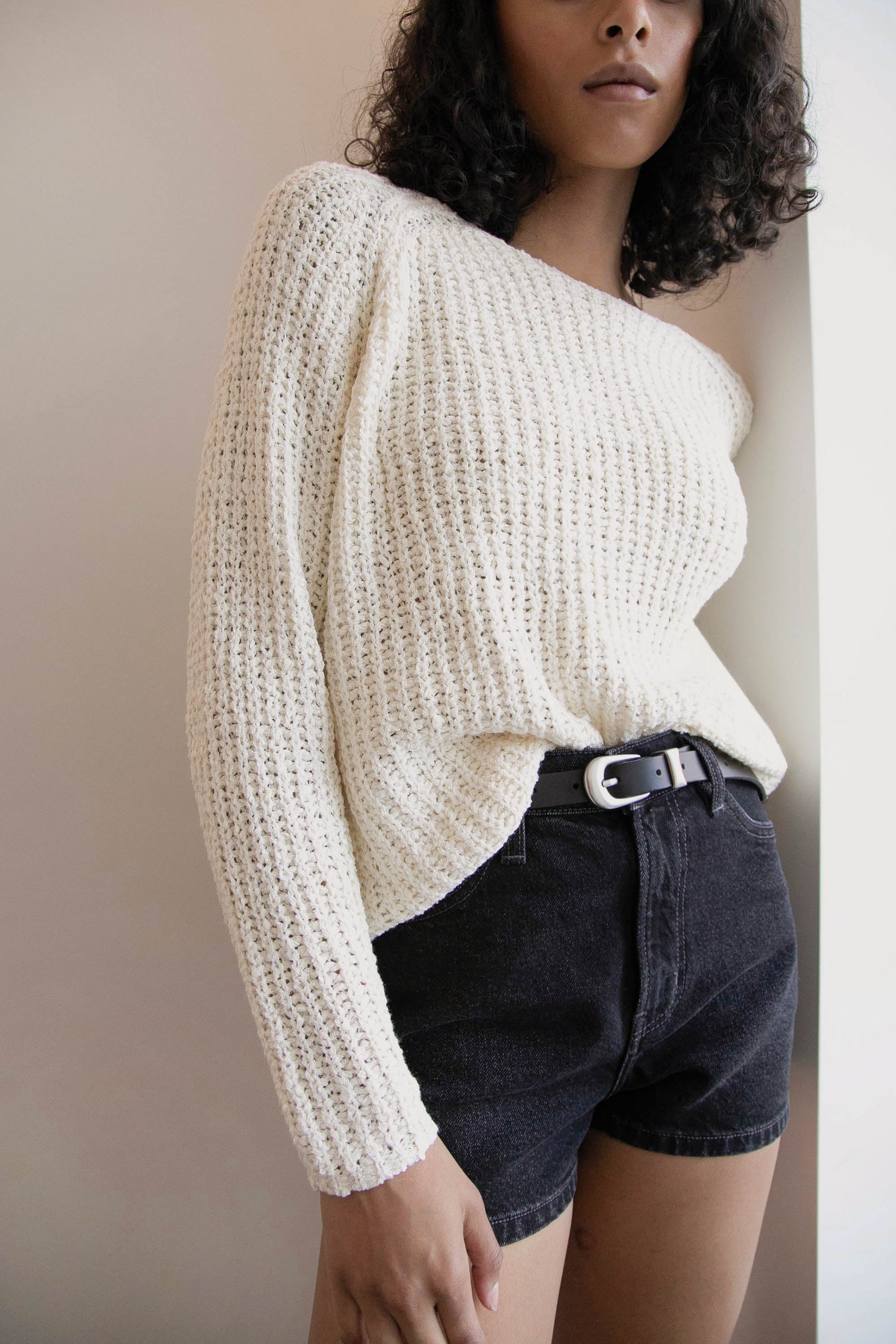 RELAXED FIT CROCHET SWEATER Discount Cost