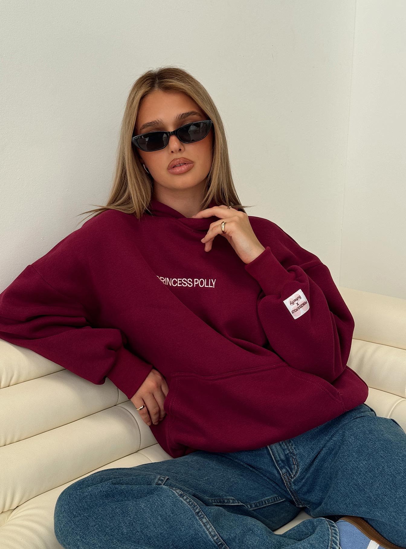 Princess Polly x Butterfly Foundation Charity Merch Hoody Wine Buy Cheap Manchester Great Sale
