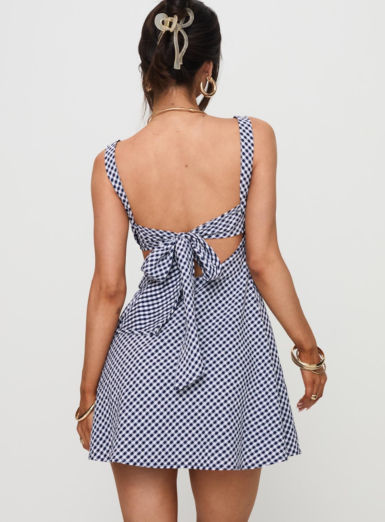 Mcbeath Mini Dress Navy Check Sale Cheap Online