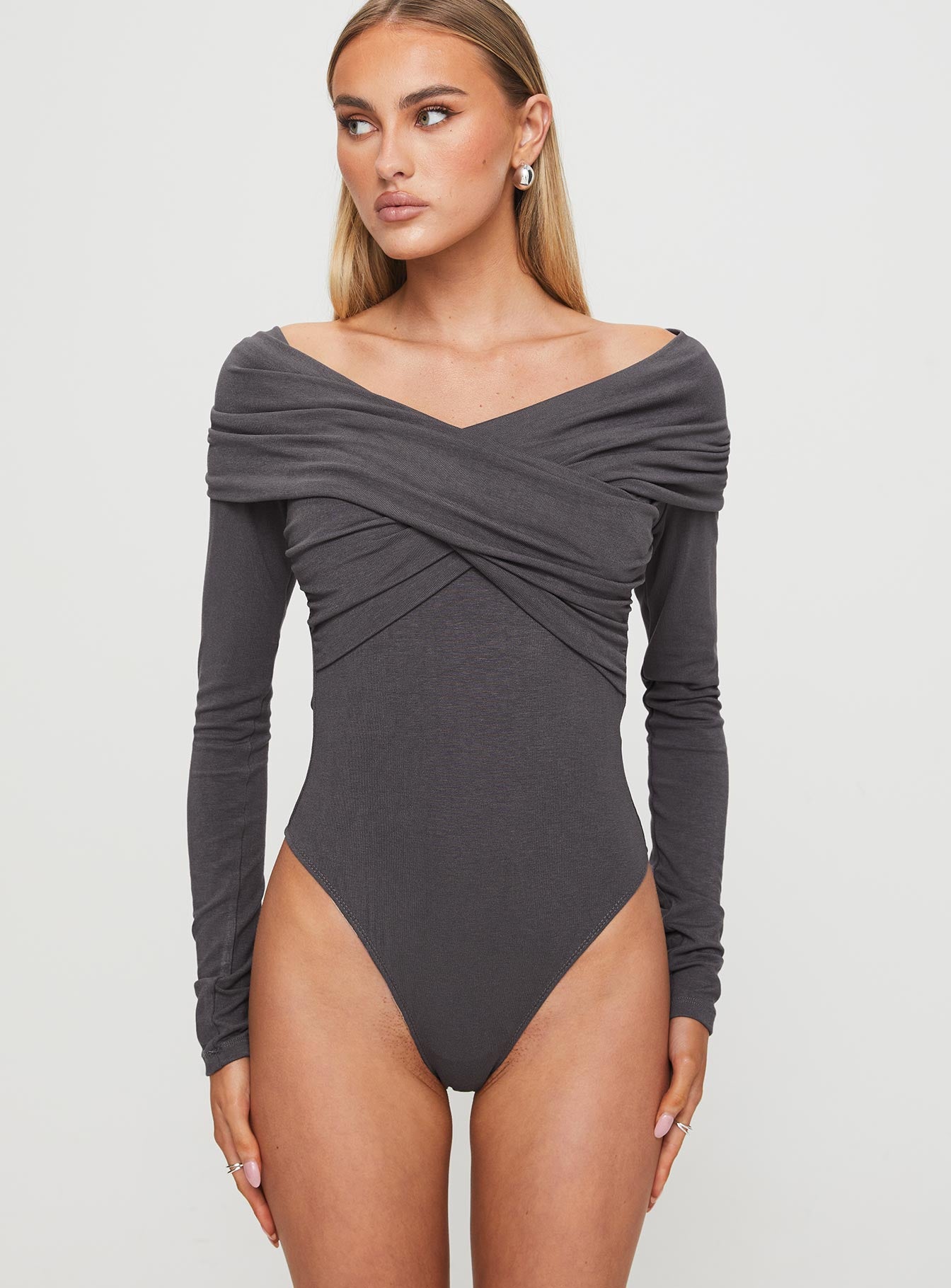 Sundlow Off Shoulder Bodysuit Slate Free Shipping Tumblr