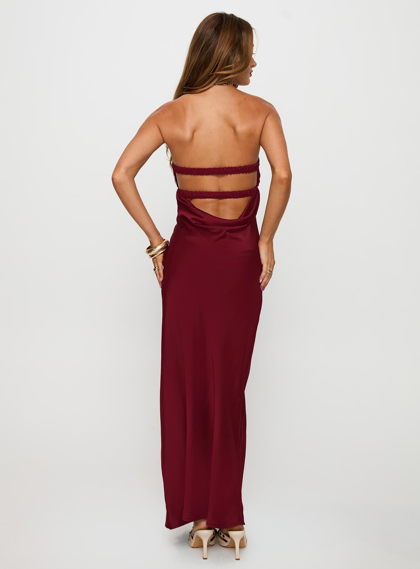 Faviola Strapless Maxi Dress Burgundy Shipping Discount Authentic