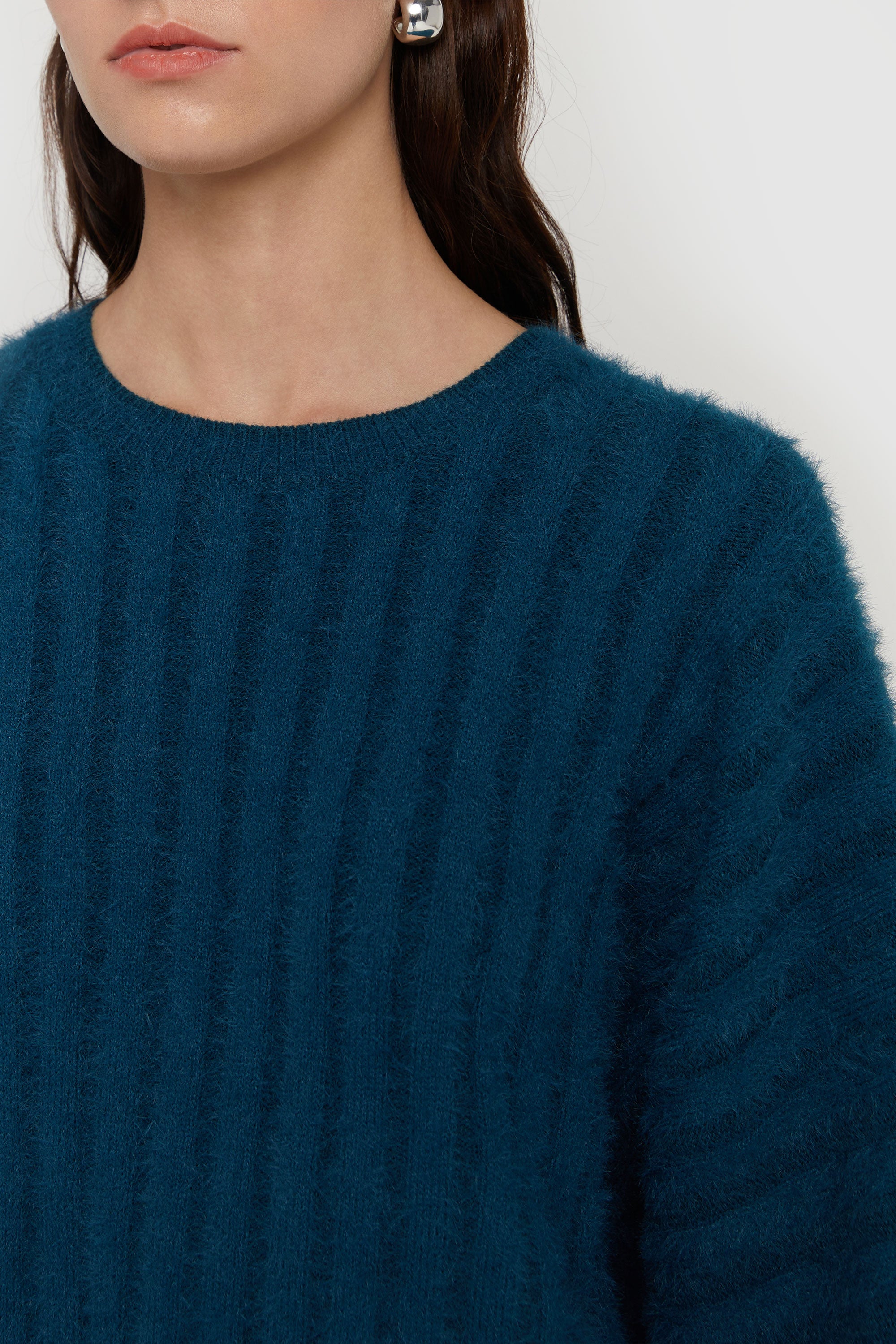 FUZZY RIBBED SWEATER Choice For Sale