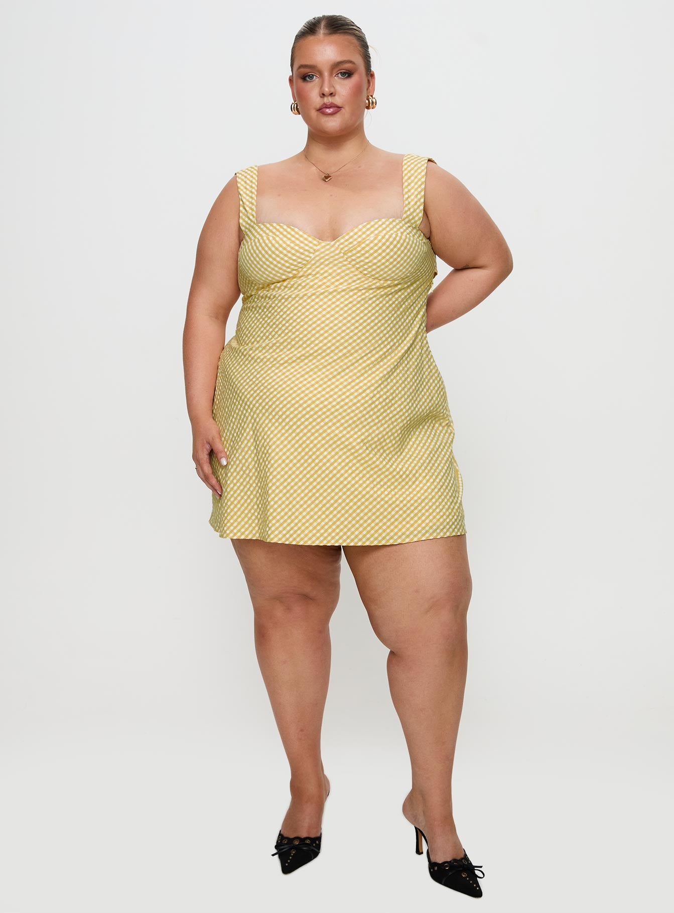 Mcbeath Mini Dress Yellow Curve Outlet Clearance