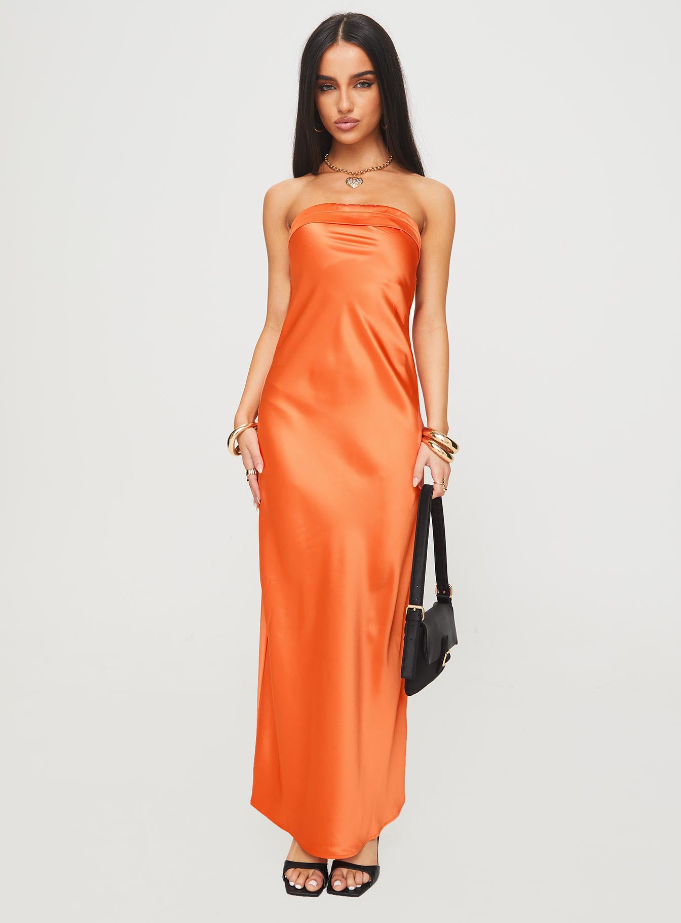 Citrus Kiss Strapless Maxi Dress Orange Manchester Cheap Pice