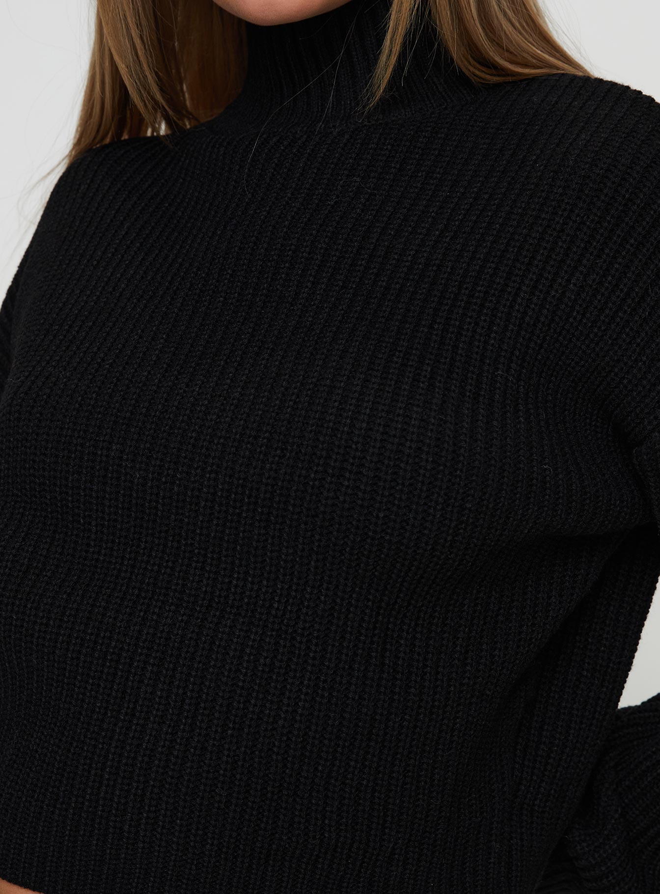 Sayge Mock Neck Knit Sweater Black View Cheap Online