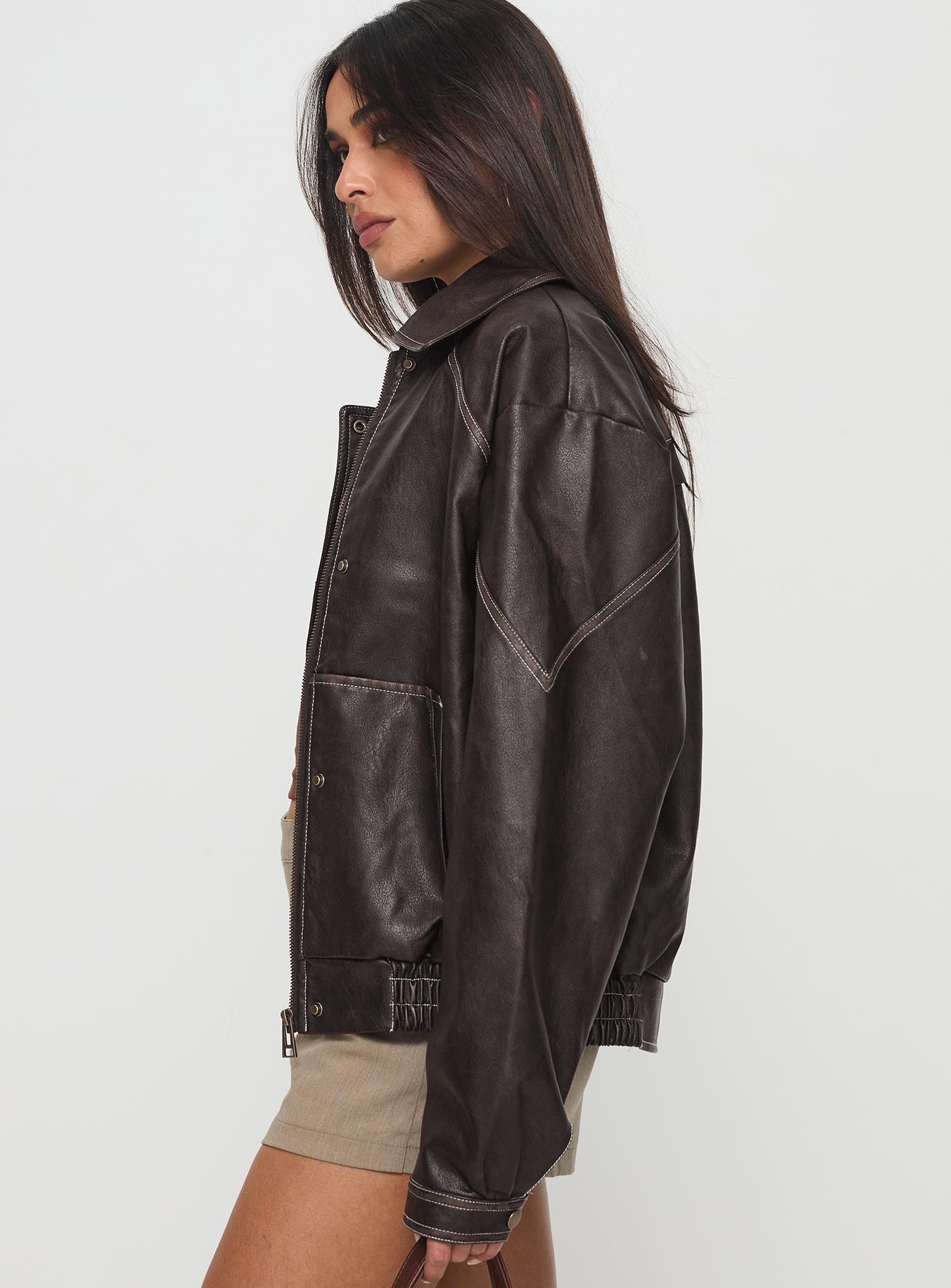 Jaxton Faux Leather Jacket Brown Discount Many Kinds Of