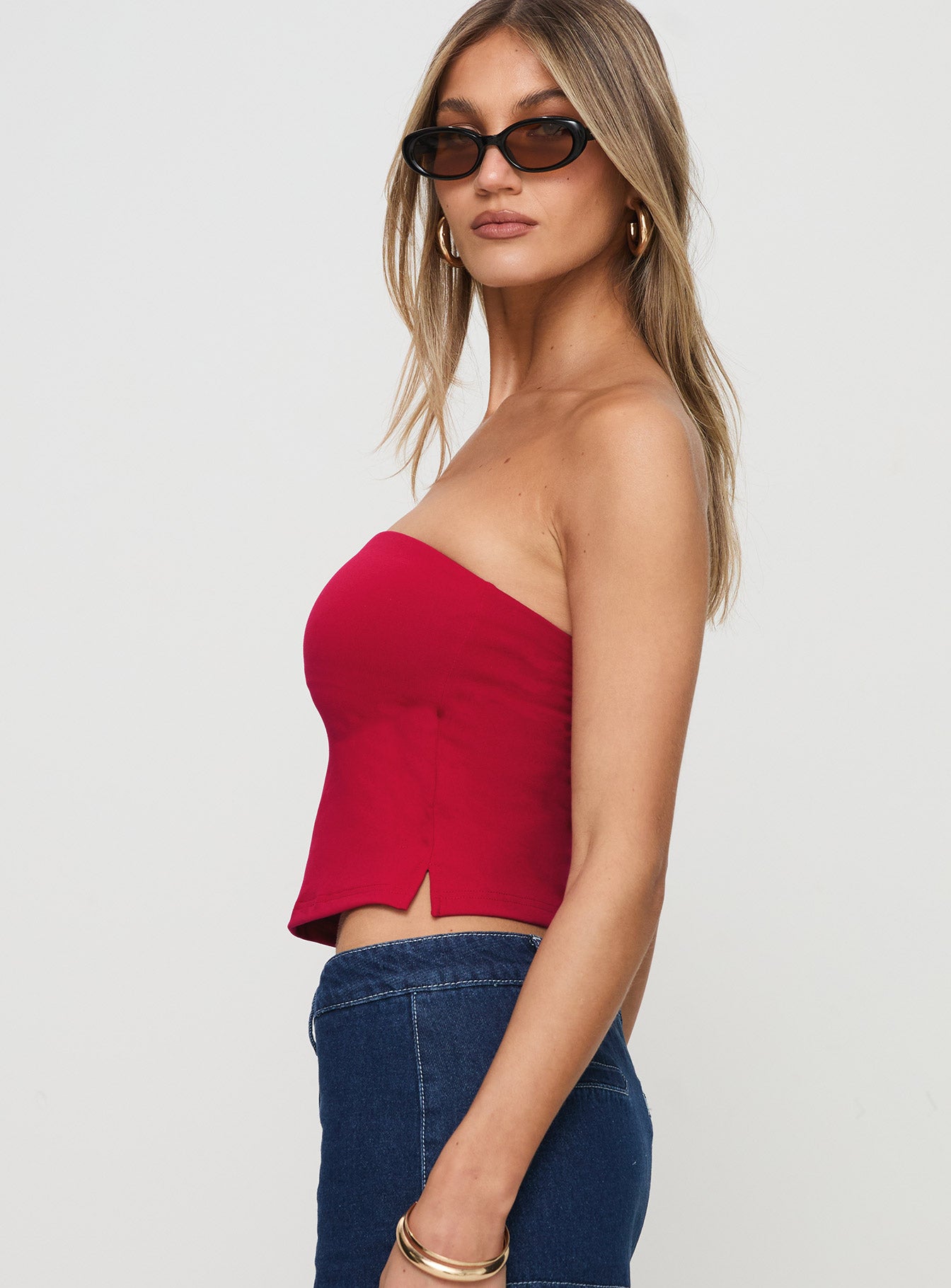 Aurorah Strapless Top Red Clearance Pices