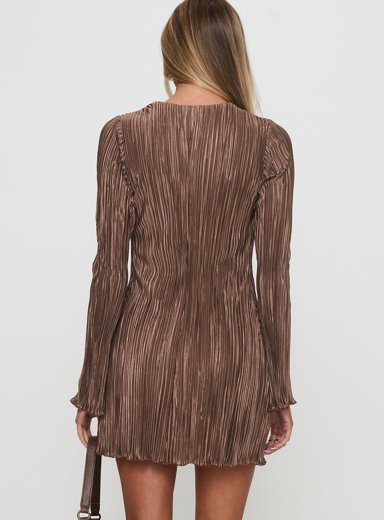Malop Long Sleeve Mini Dress Chocolate Sale Popular