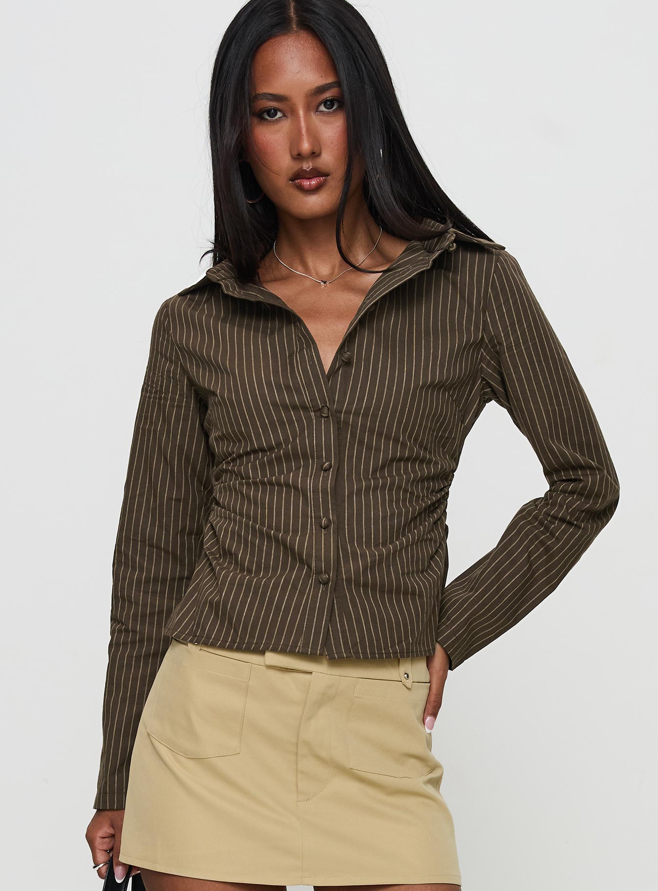 Held My Hand Long Sleeve Top Brown Stripe Free Shipping Limited Edition