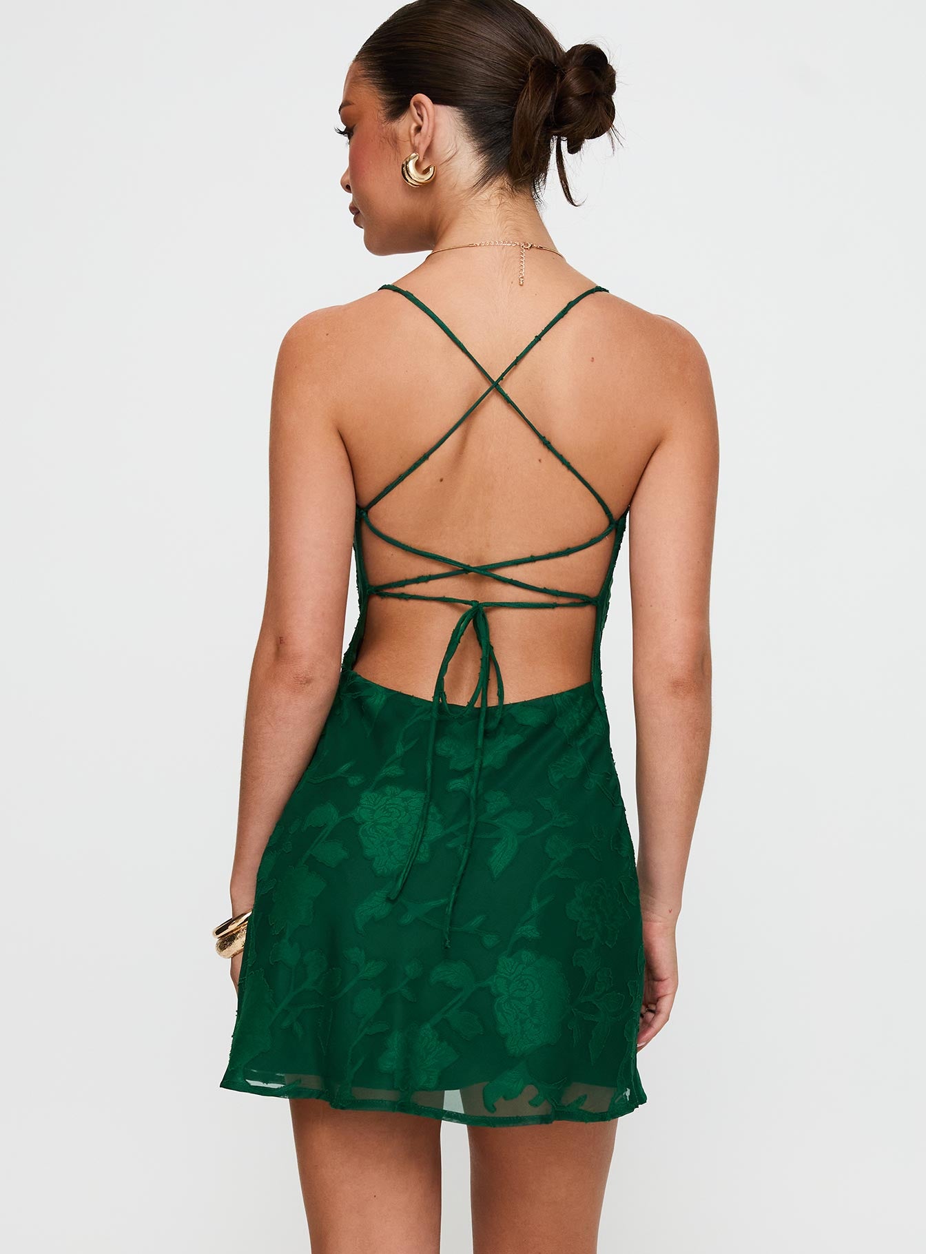 Celena Mini Dress Forest Green Burnout Free Shipping Best Place