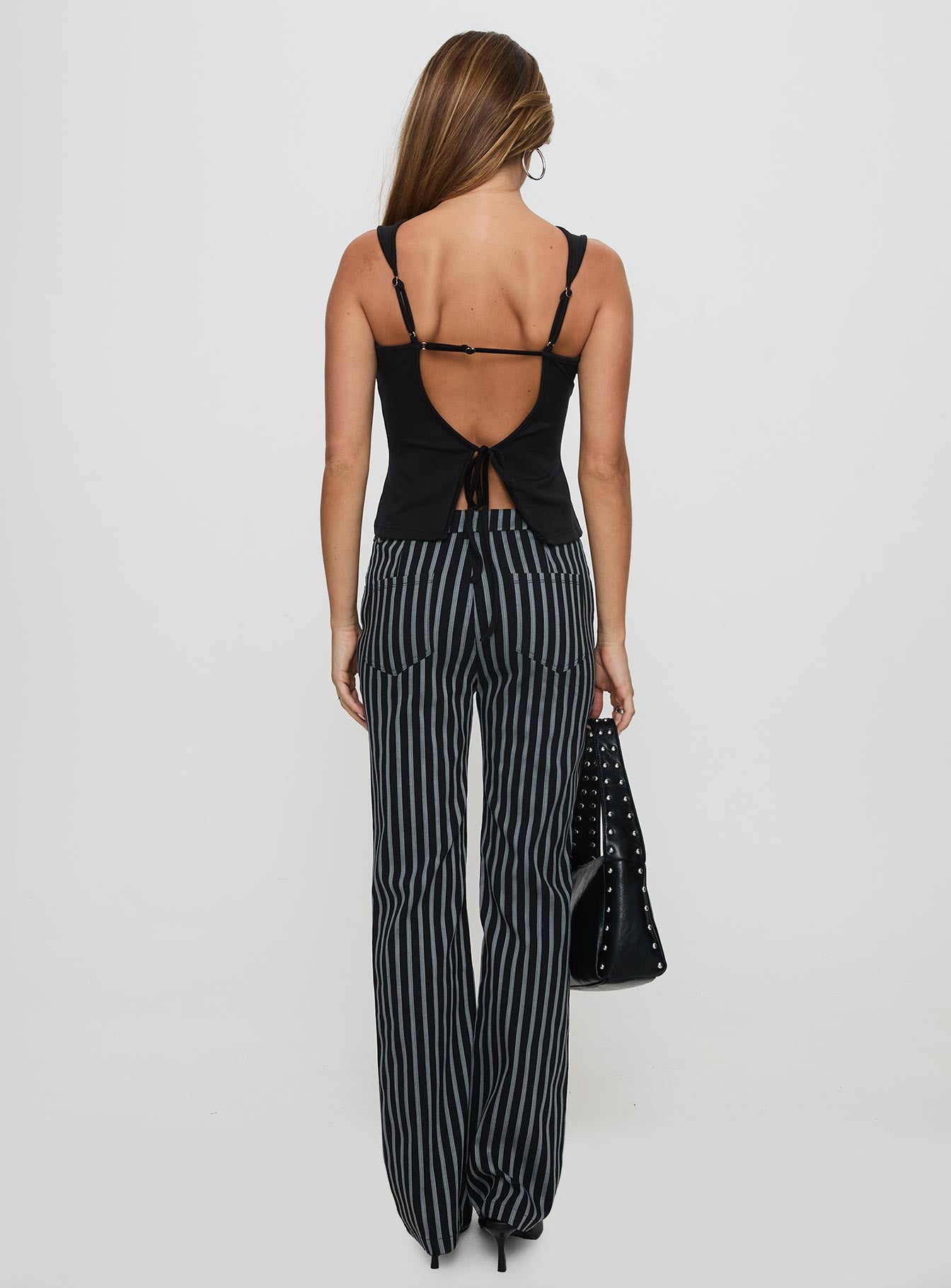 Allude Low Waist Pinstripe Pant Black Cheap Perfect