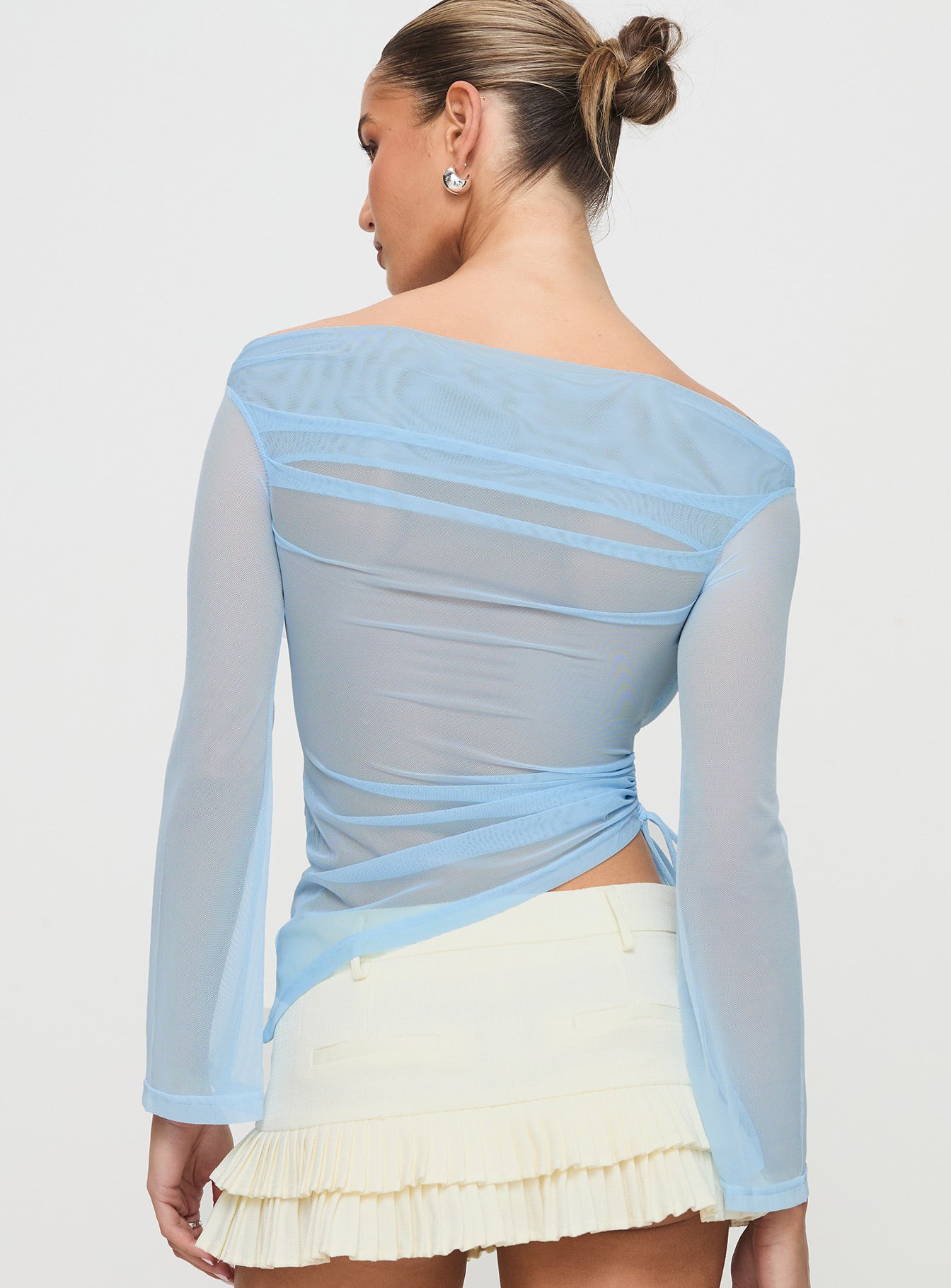 Telescopic Off Shoulder Top Blue Buy Cheap Authentic