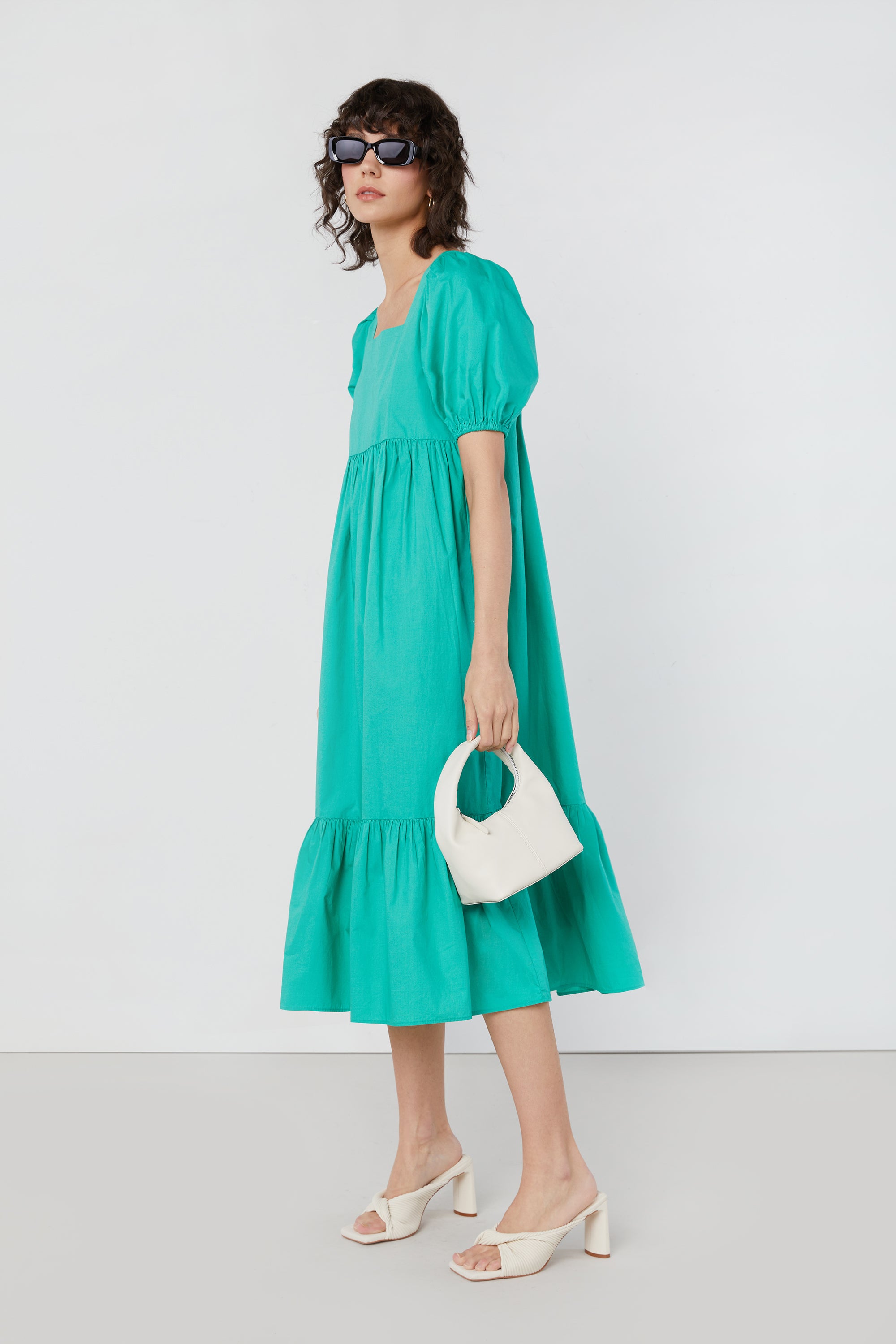 PUFF SLEEVE TIERED DRESS Outlet Great Deals