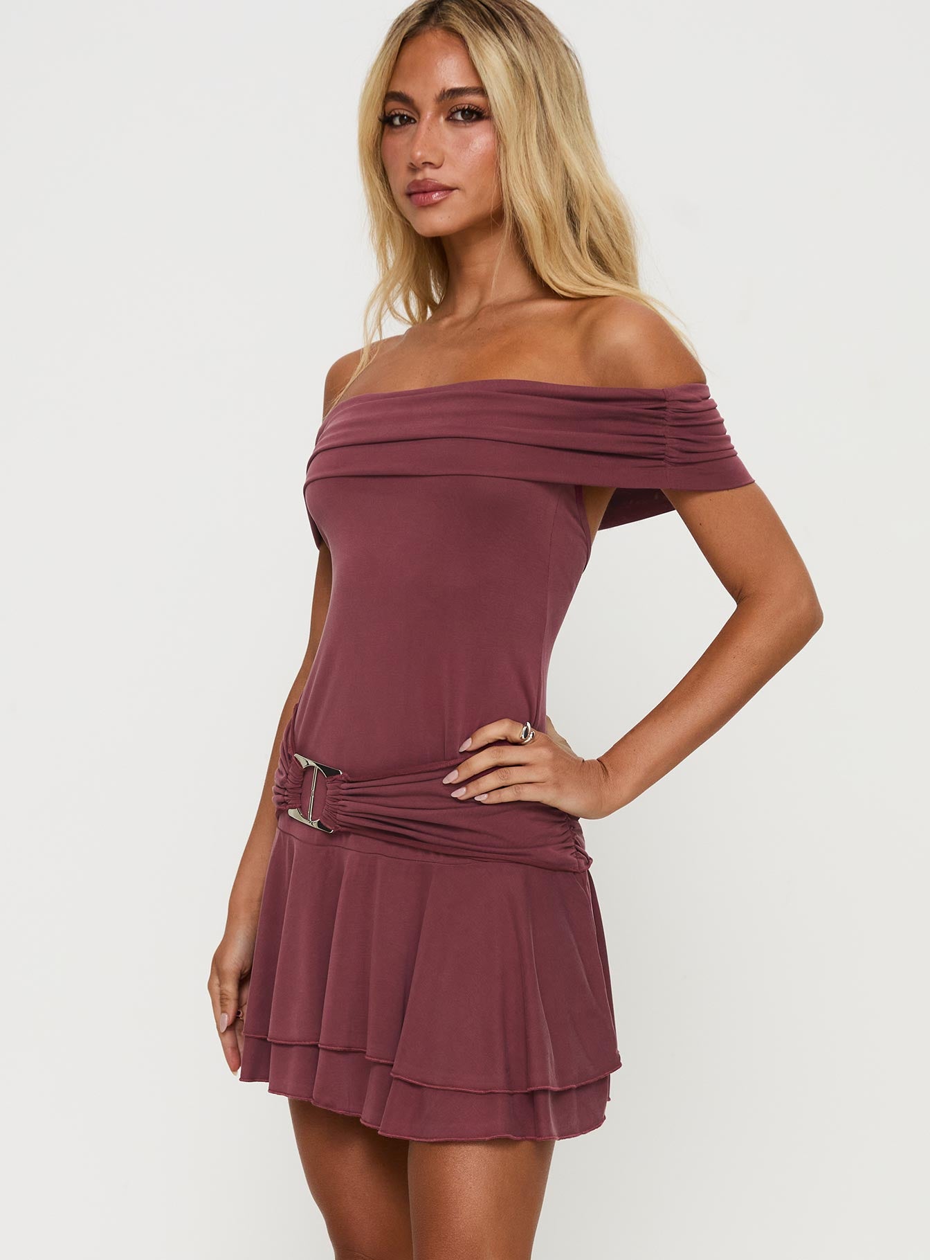 Primadonna Off The Shoulder Mini Dress Mauve Sale 100% Original