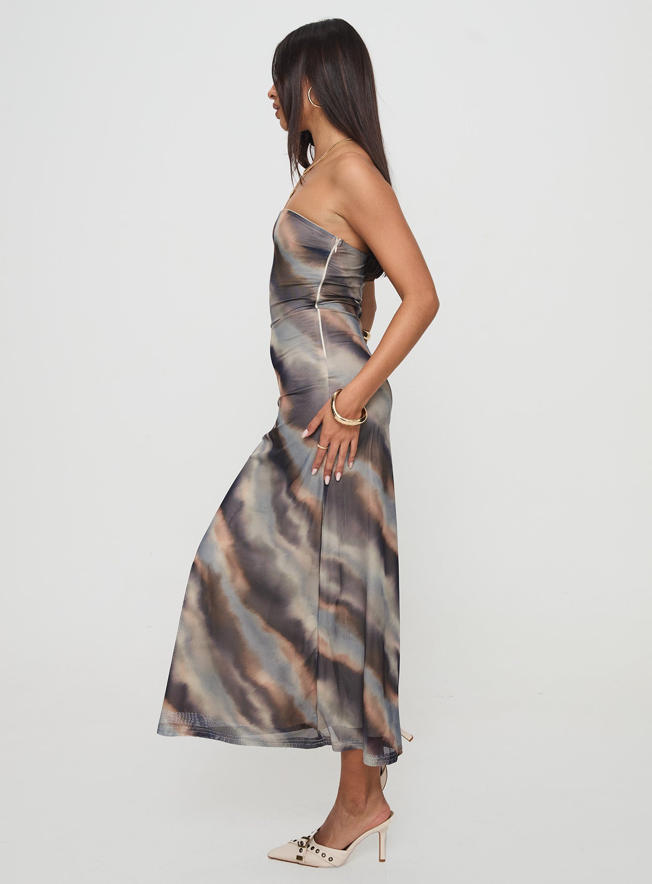 Pinacle Strapless Maxi Dress Brown Cheap Newest