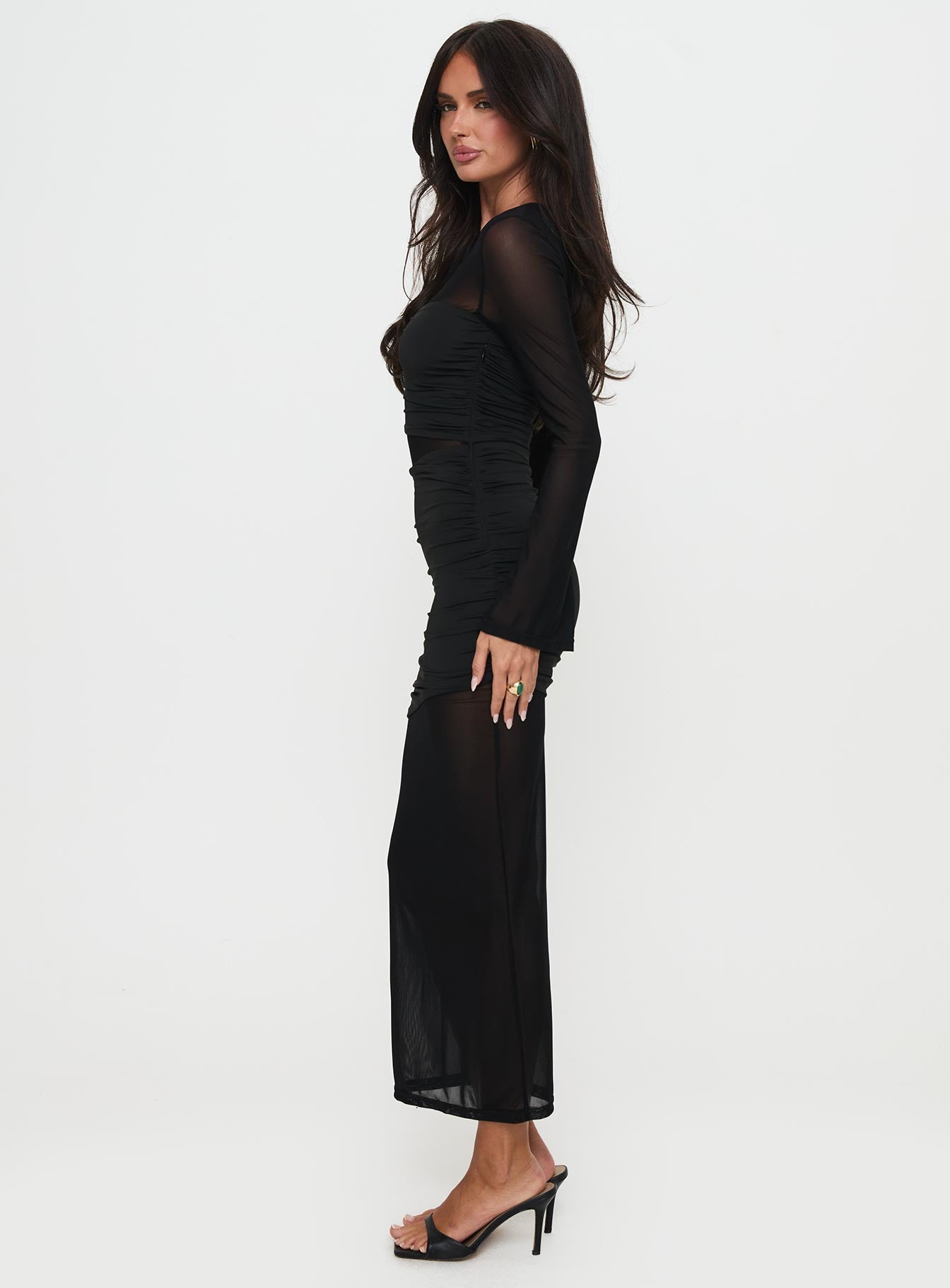 Meira Sheer Maxi Dress Black Marketable