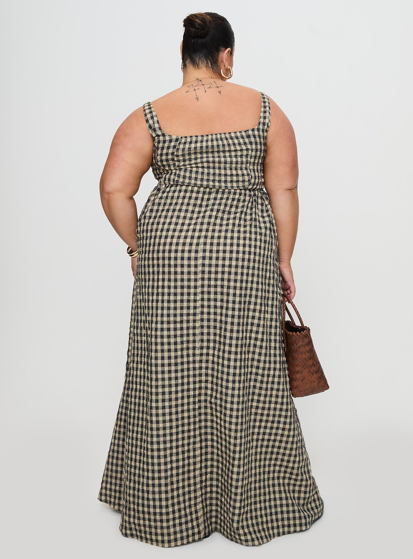 Cartmel Check Maxi Dress Black / Cream Curve Best Pices