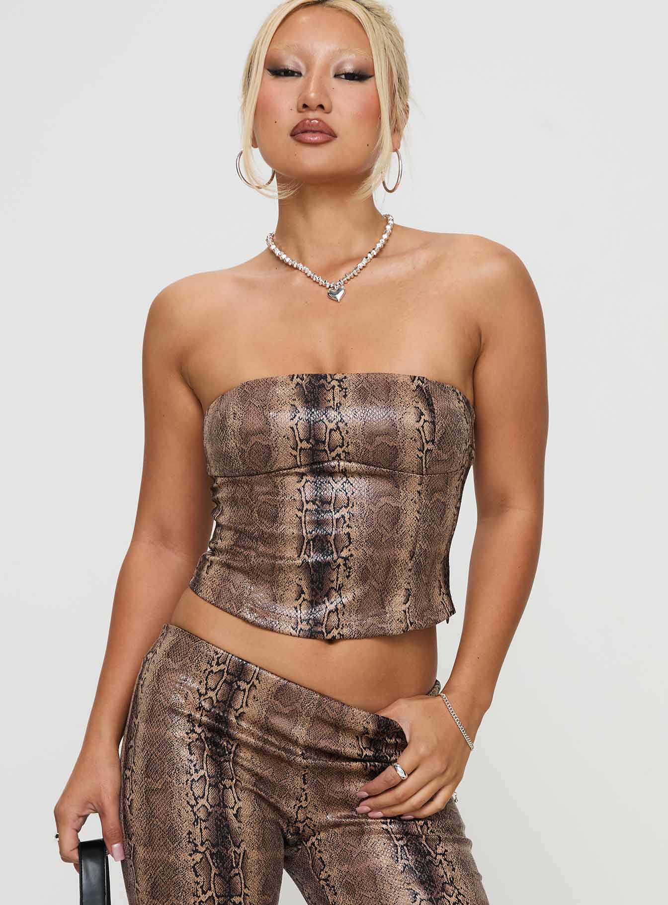 Kinniya Strapless Top Brown Multi Sale Real